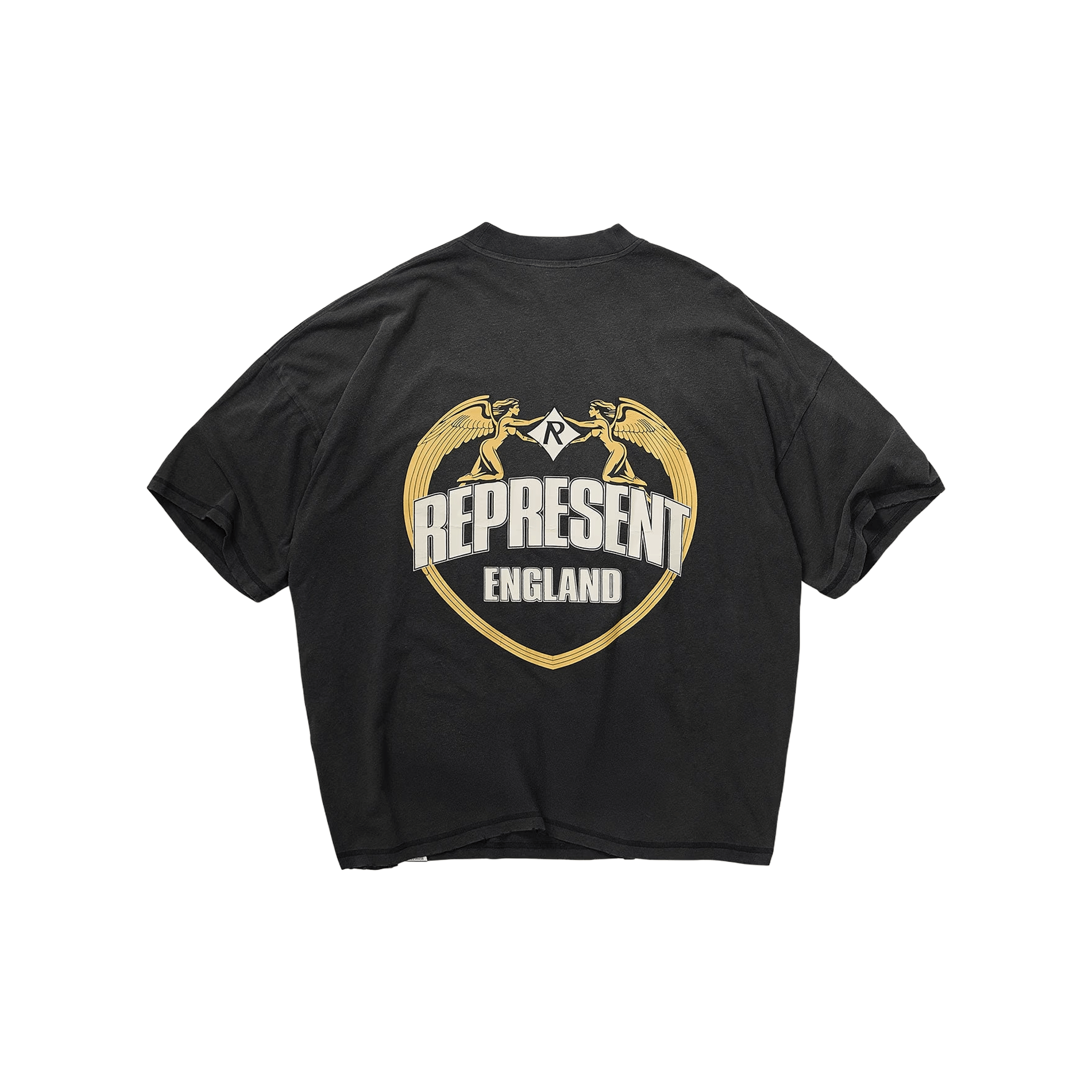 Represent Angel Border Tee Stained Black (FW25)