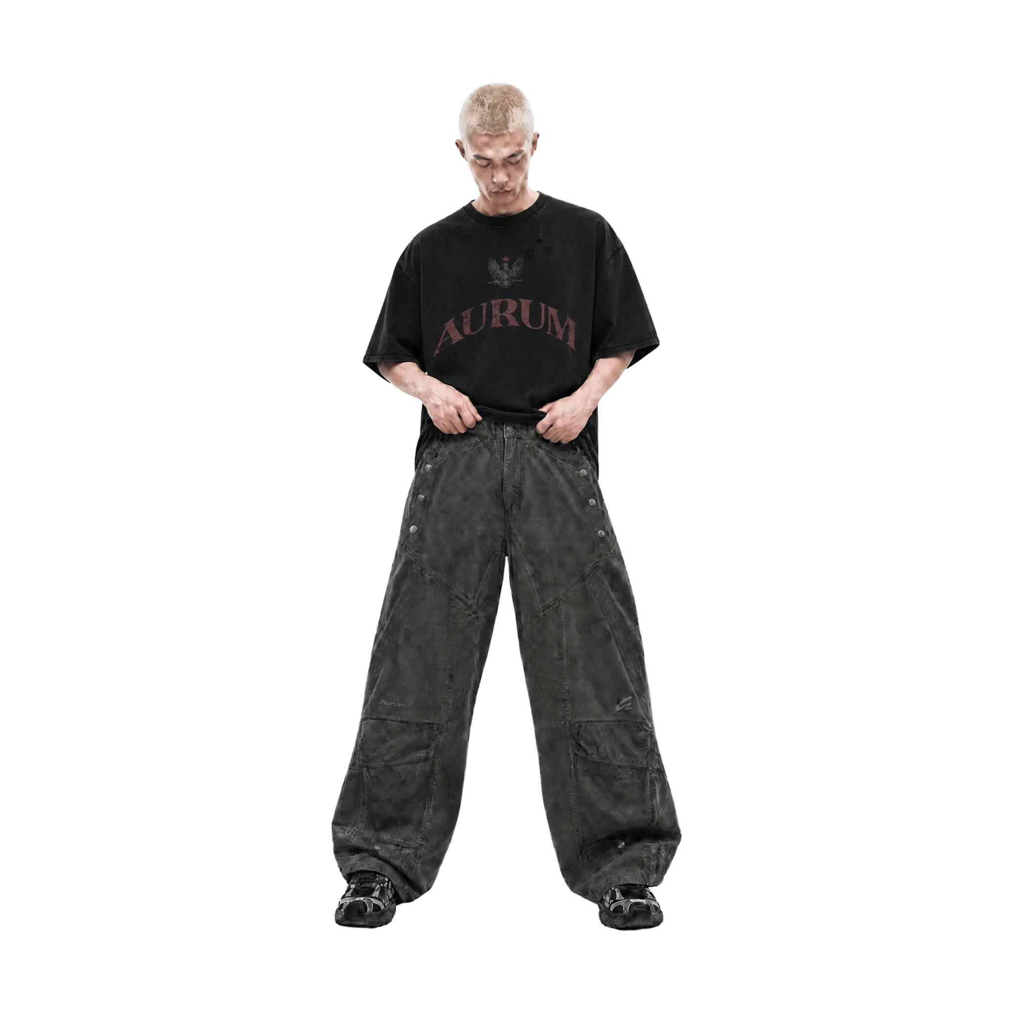 RAW21 RAW/21 Crestline Oversized Tee Washed Black/Red (SS26)