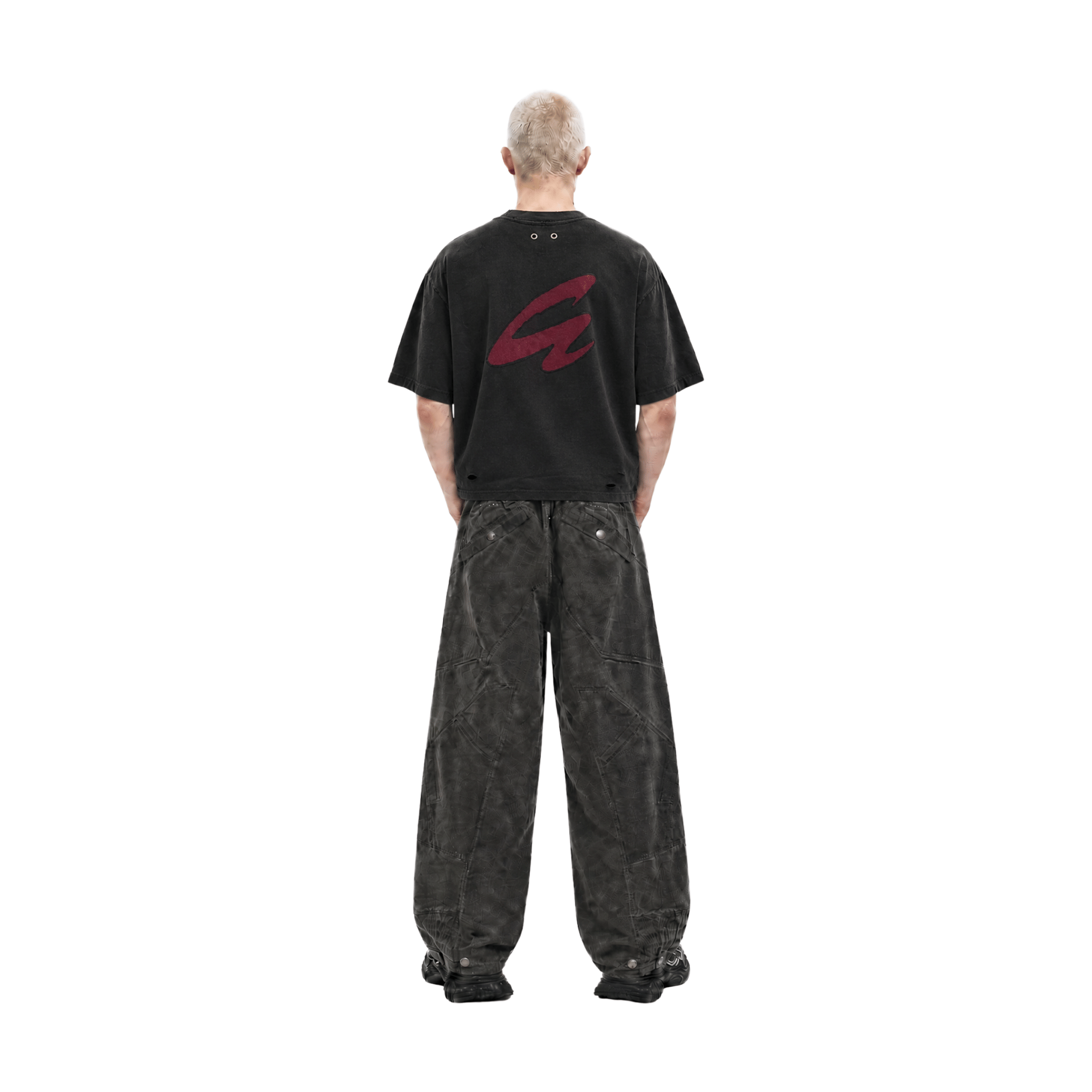 RAW21 RAW/21 Crestline Oversized Tee Washed Black/Red (SS26)