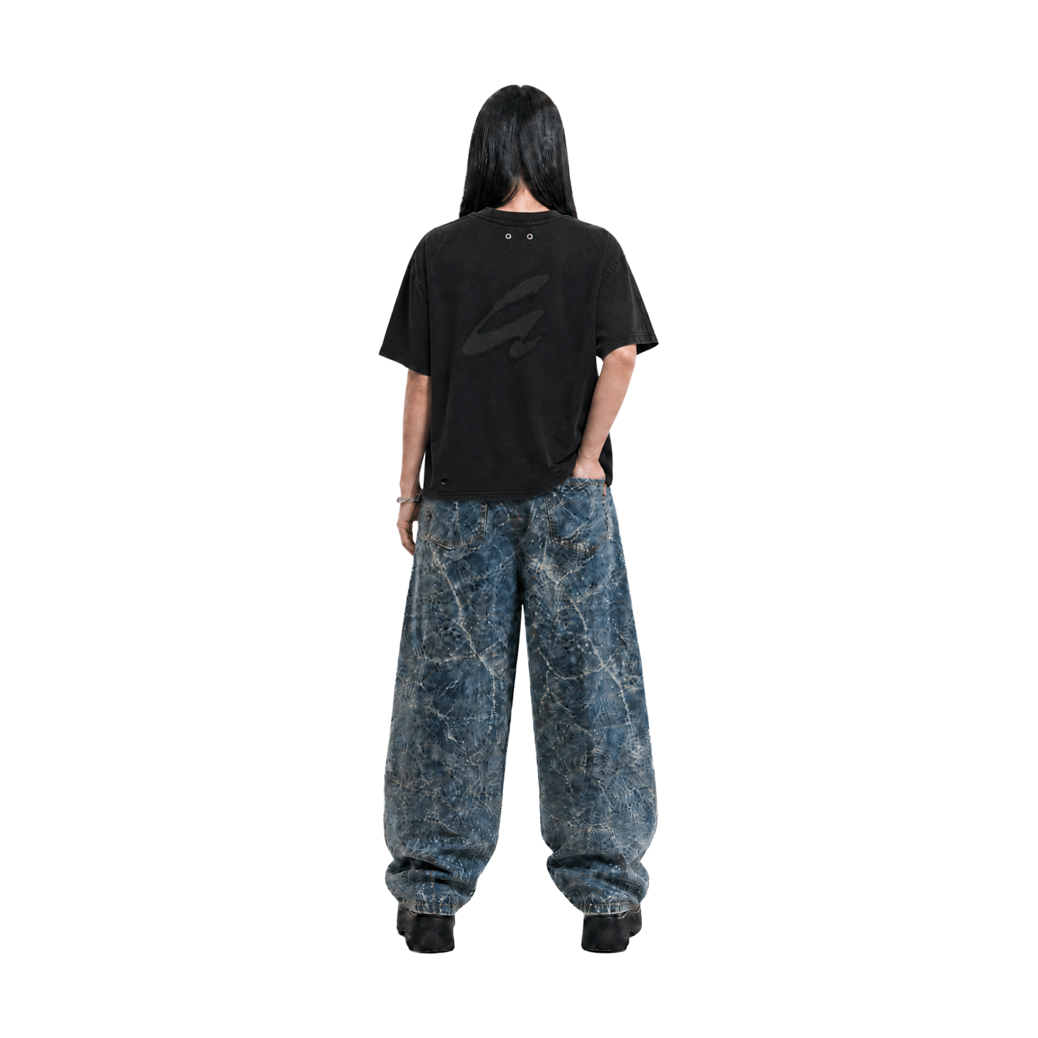RAW21 RAW/21 Crestline Oversized Tee Washed Black/Black (SS26)