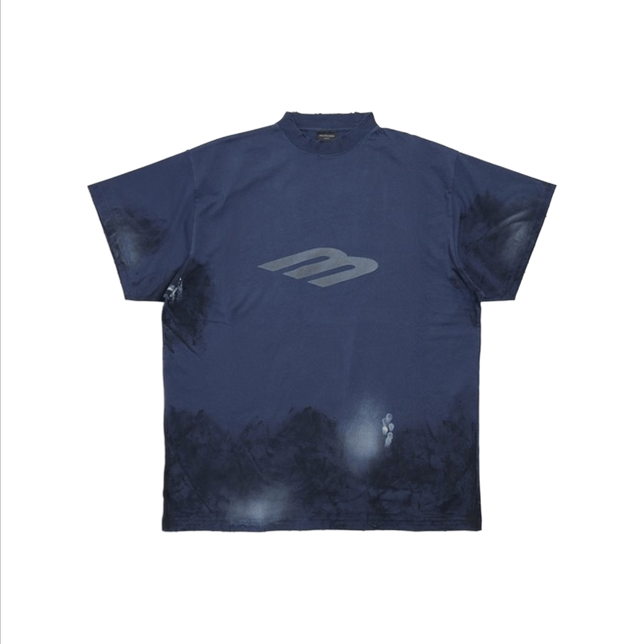 BALENCIAGA 3B Stencil Oversized Tee Washed Navy (SS25)