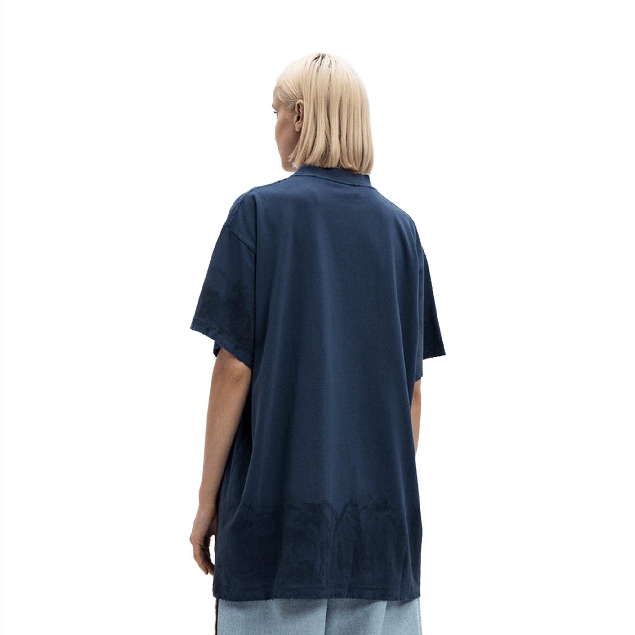 BALENCIAGA 3B Stencil Oversized Tee Washed Navy (SS25)