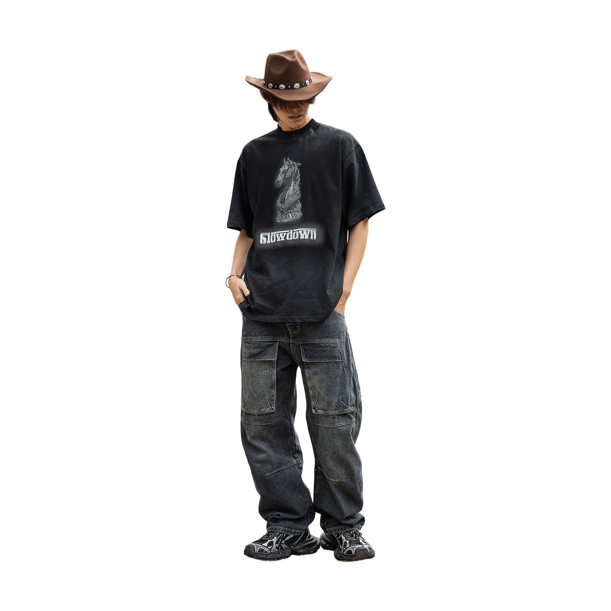 SLOWDOWN Faded Slurry Stone Tee Black (SS26)