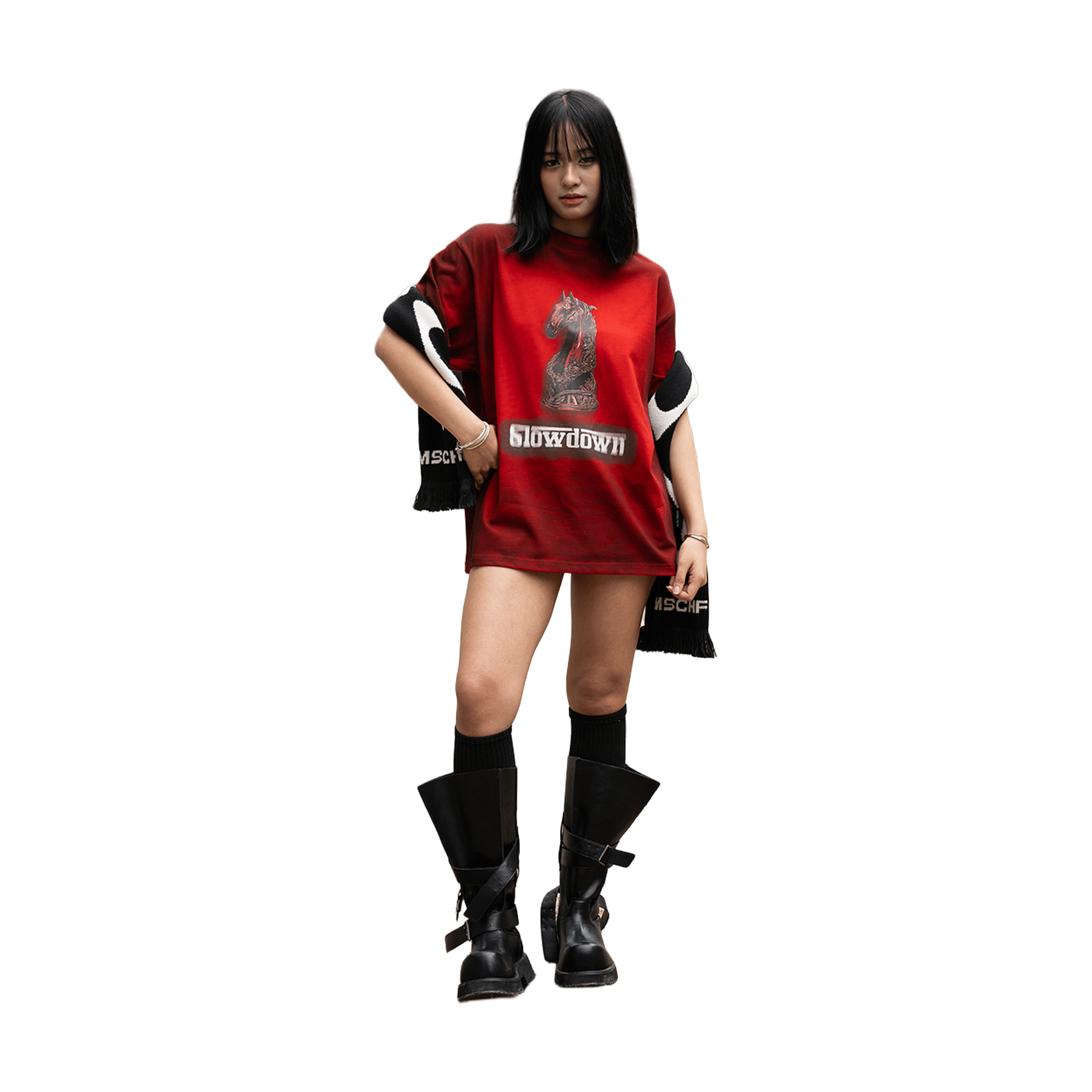 SLOWDOWN Faded Slurry Stone Tee Red (SS26)
