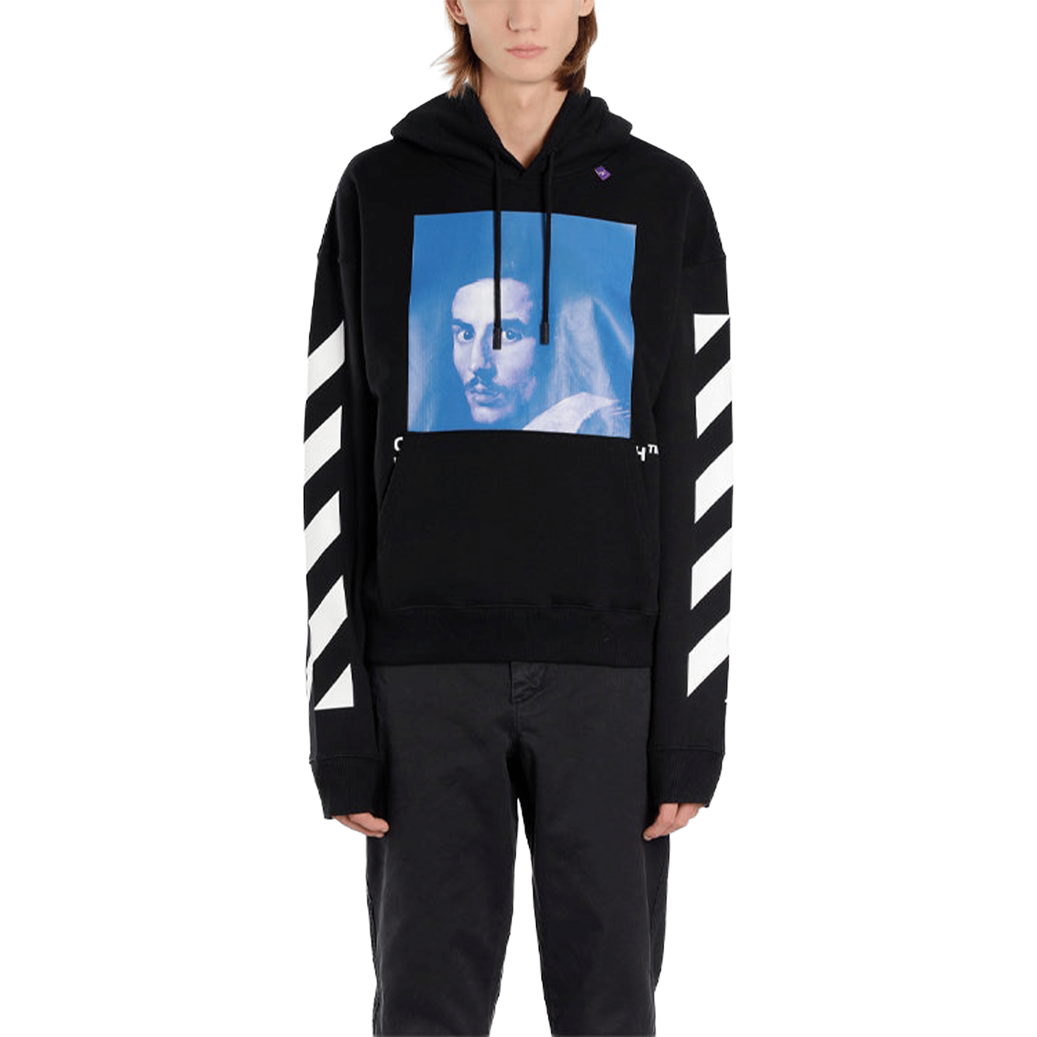 OFF-WHITE Diagonal Bernini Oversized Hoodie Black/Blue (FW18)