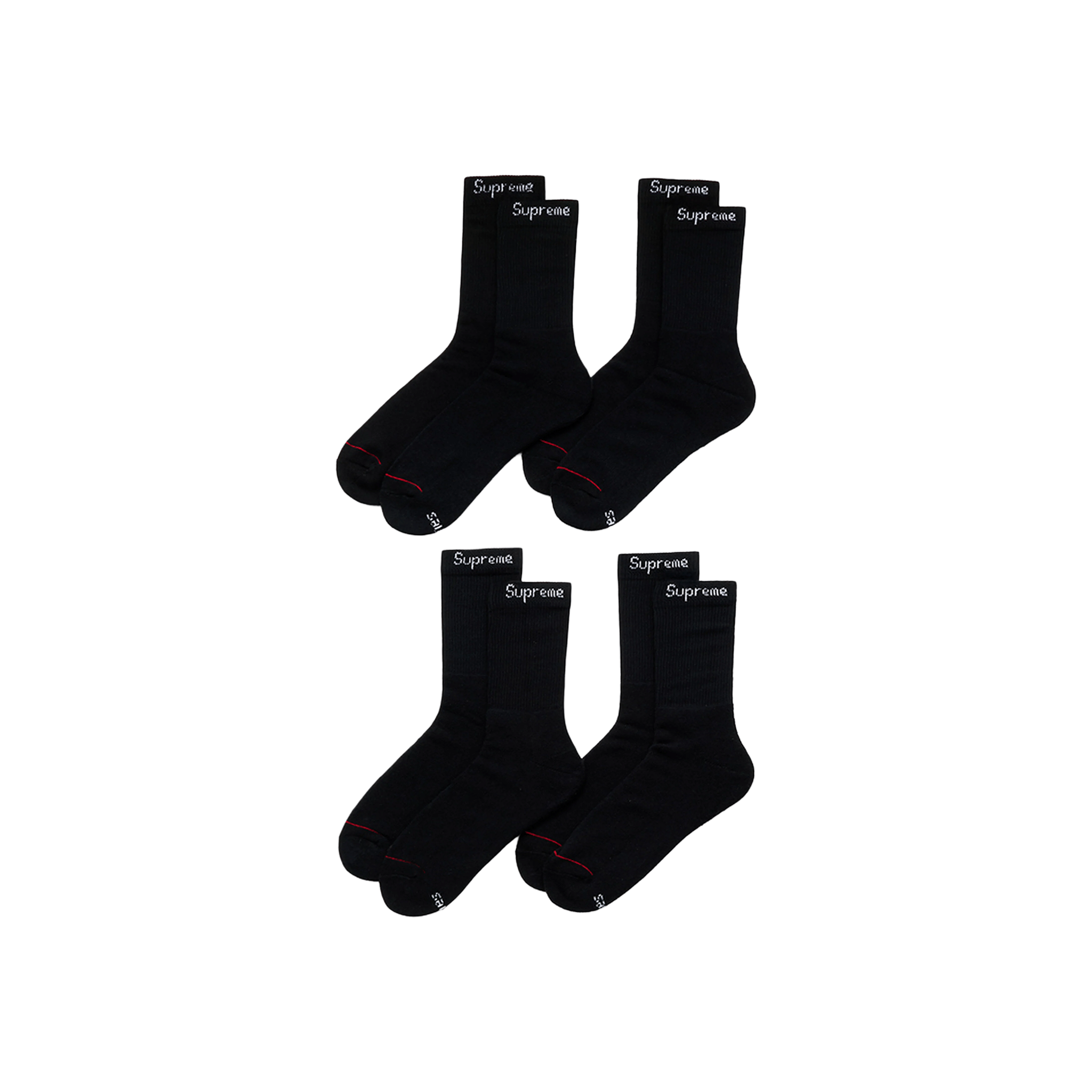 Supreme Hanes Crew Socks 4 Pack Black (SS24)