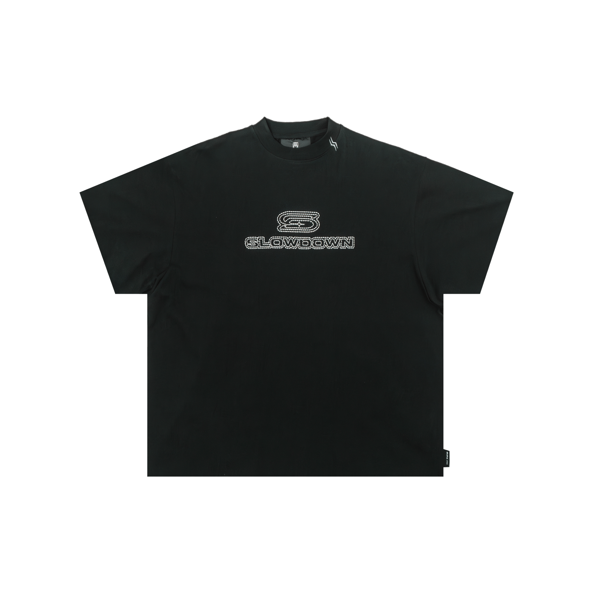 SLOWDOWN Line Embroidered Tee Black (FW25)