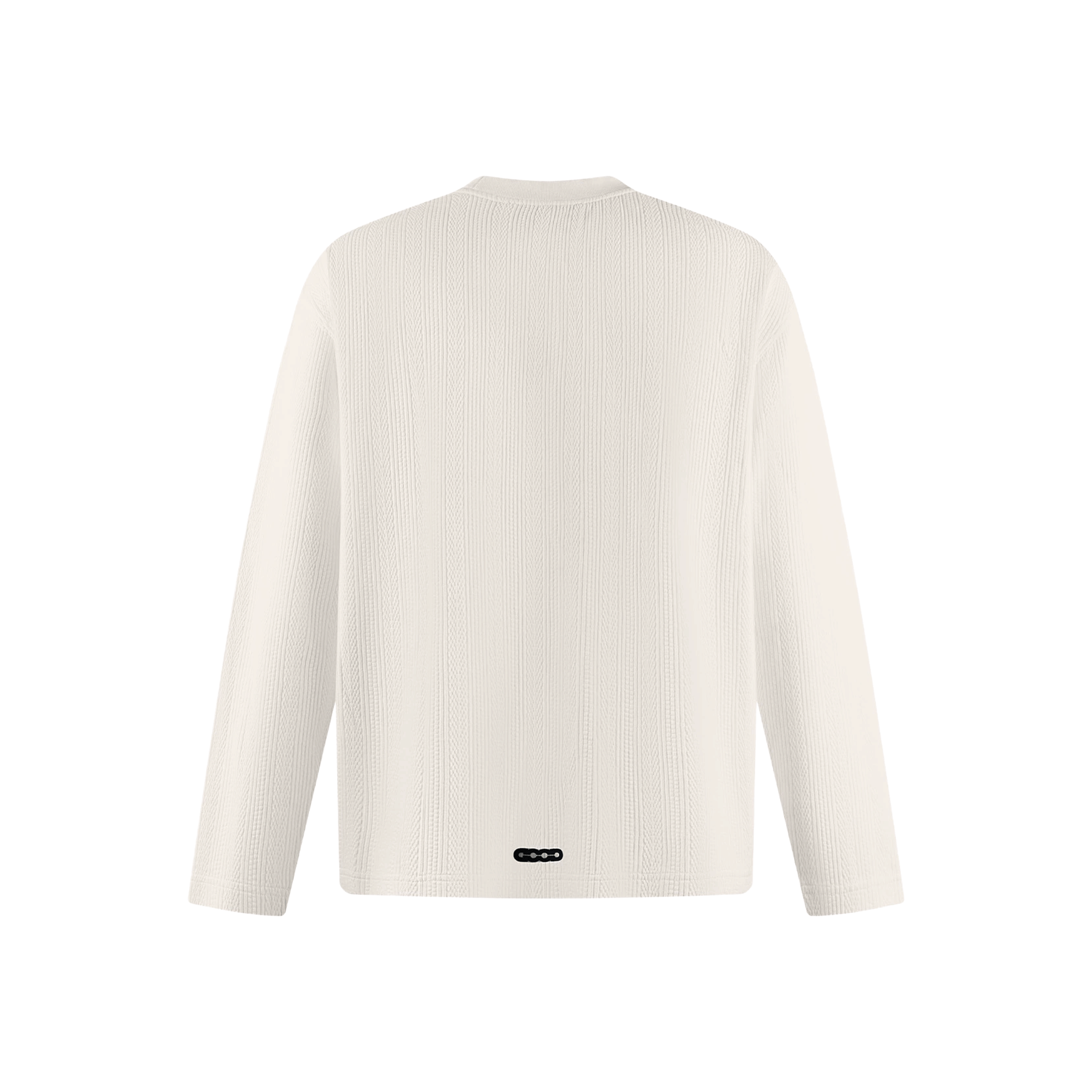 GOODBRAND Splicing Sequin Printed Logo Long Sleeved Tee White (FW25)