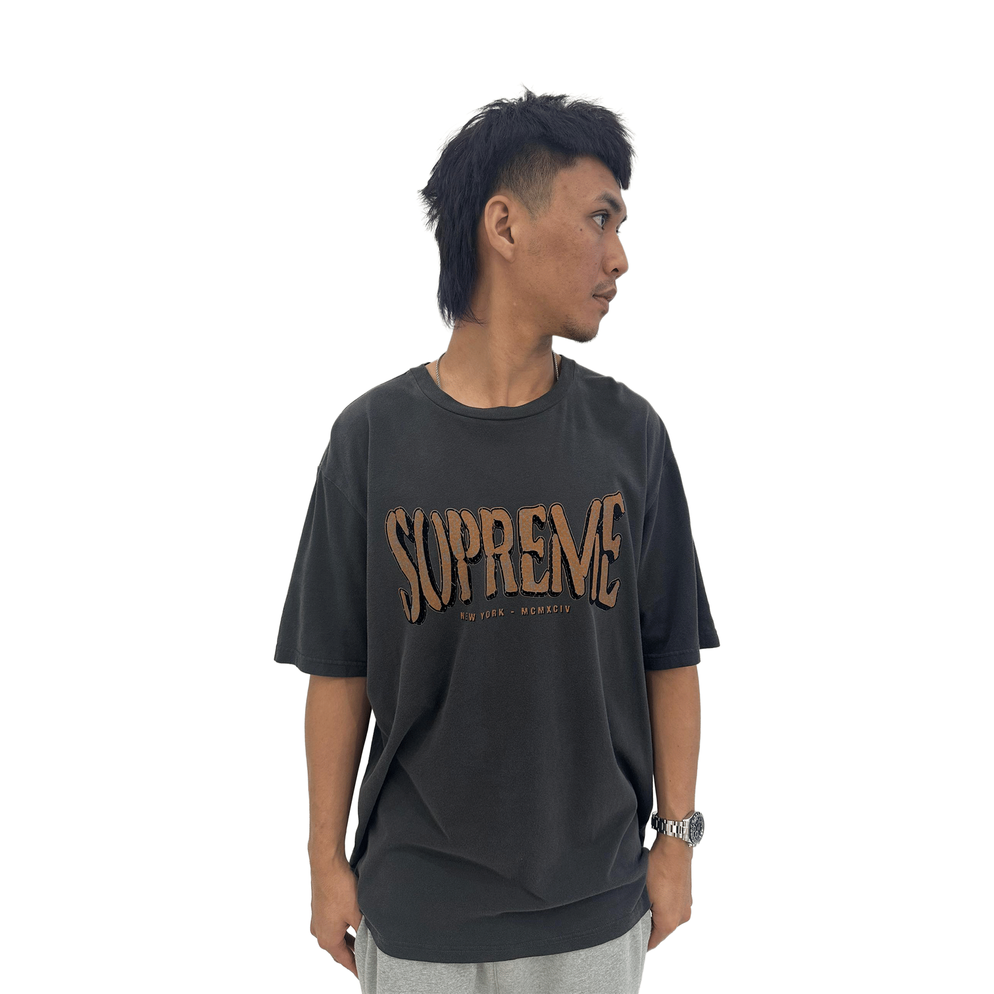 Supreme Flocked Washed S/S Tee Black (SS25)