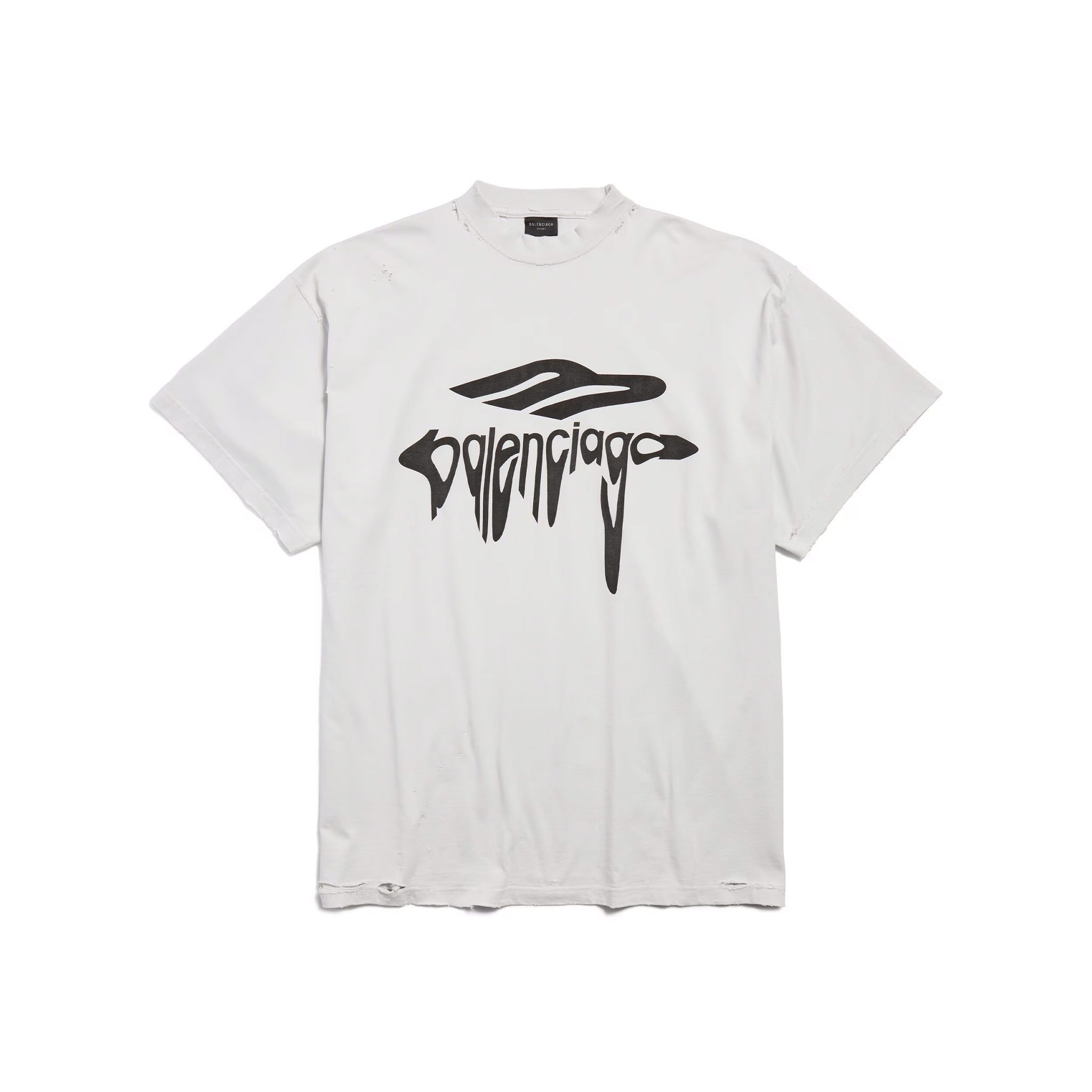 BALENCIAGA 3B Liquefied Oversized Fit Tee White (SS25)