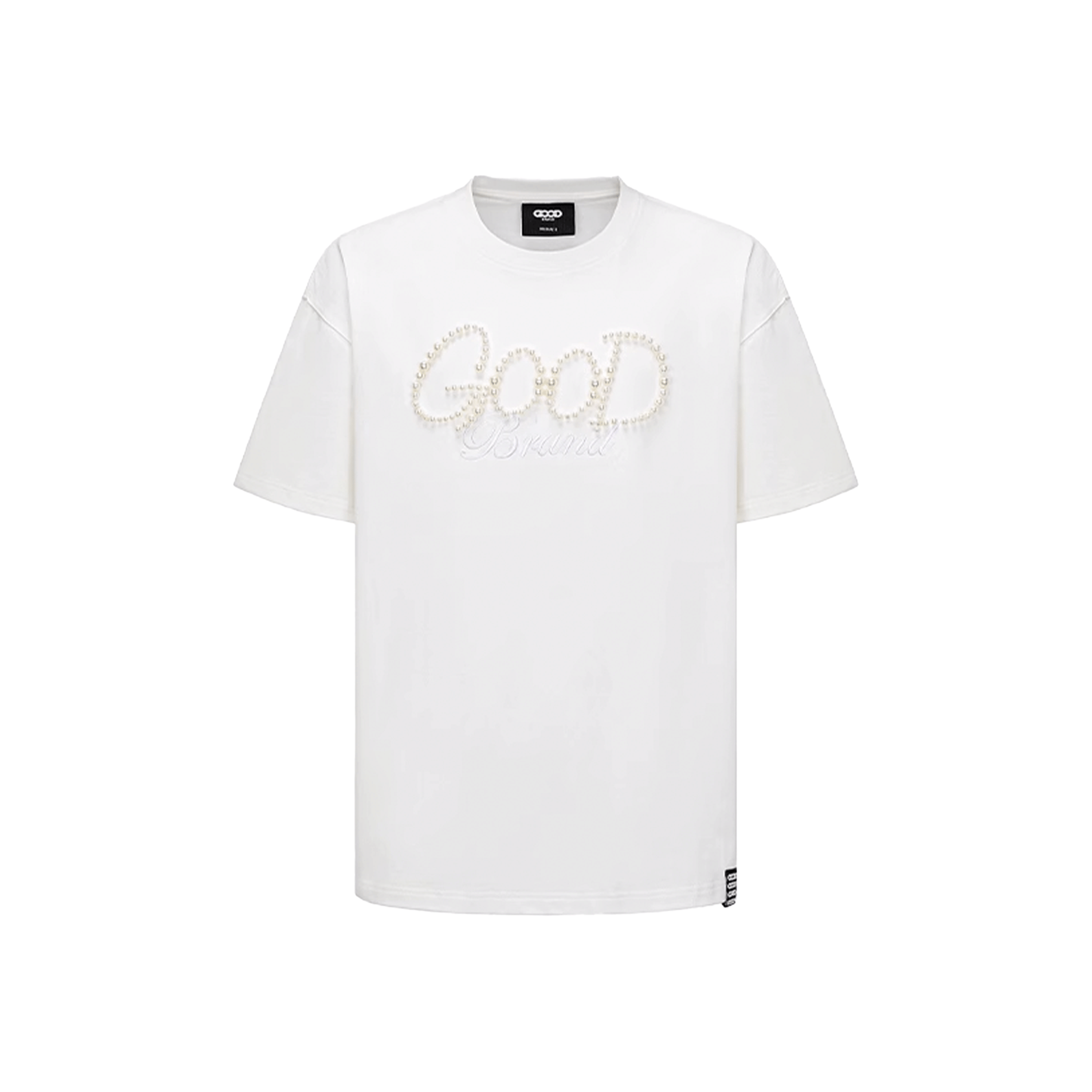 GOODBRAND Solid Colour Pearl Logo Tee White (SS25)