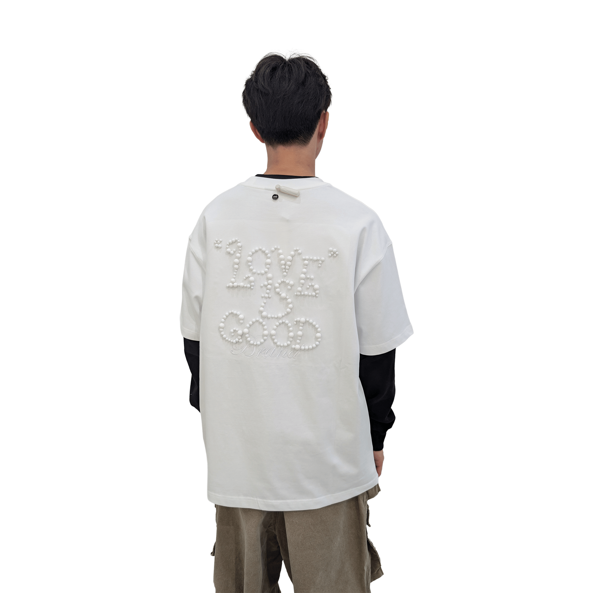 GOODBRAND Solid Colour Pearl Logo Tee White (SS25)