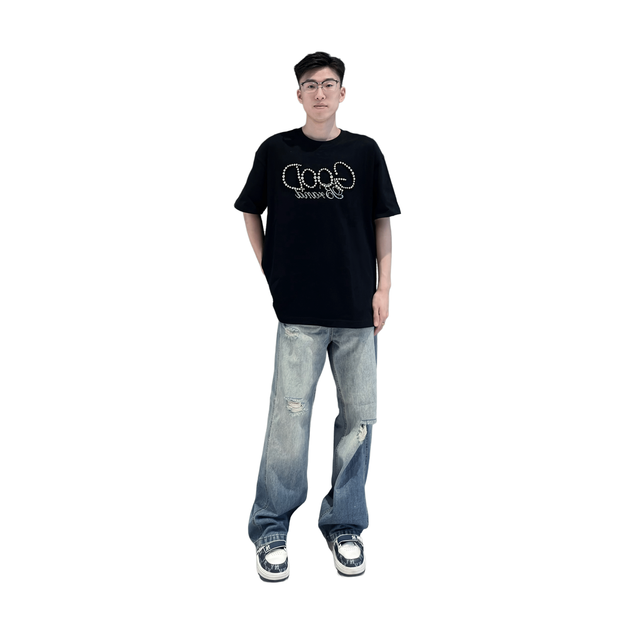 GOODBRAND Solid Colour Pearl Logo Tee Black (SS25)