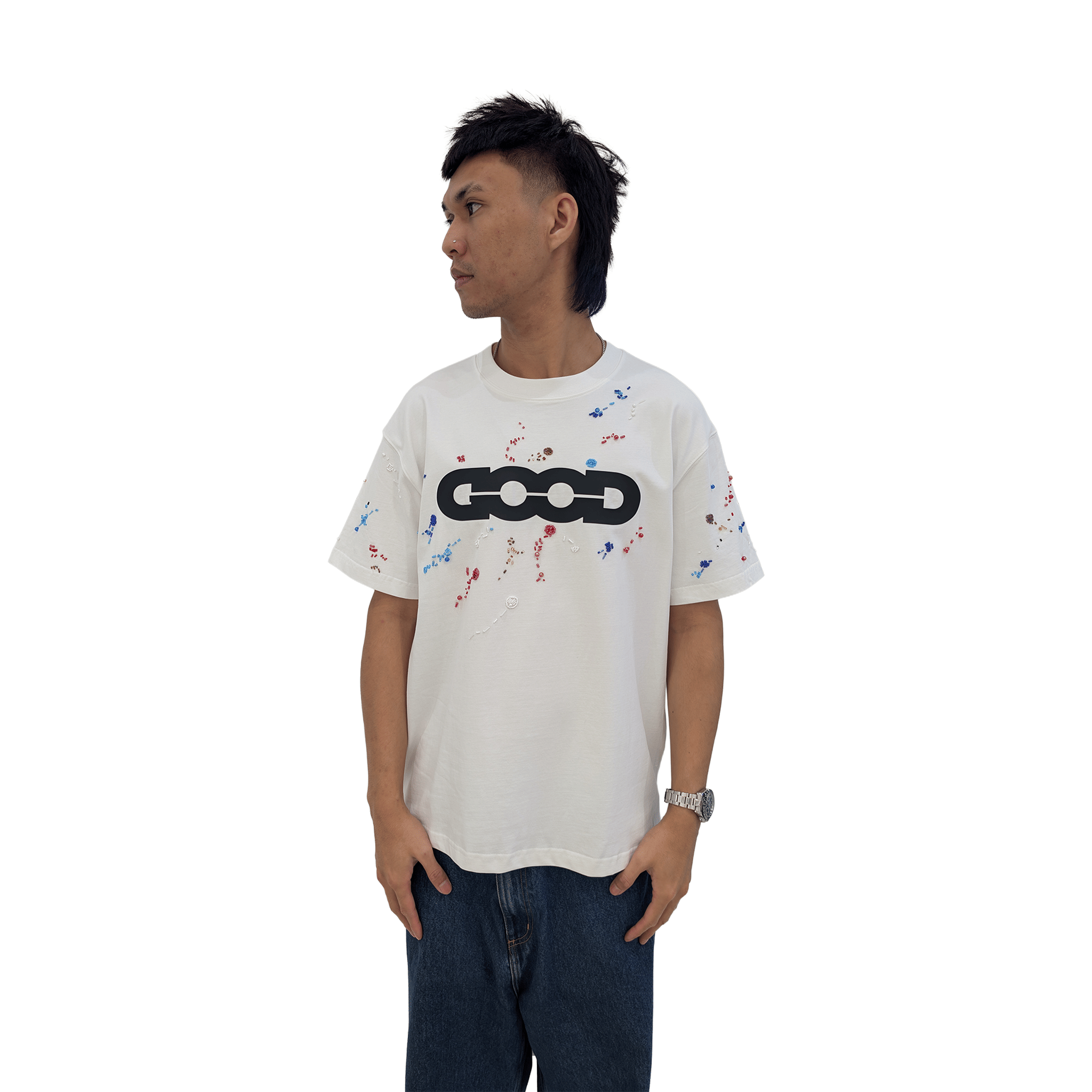 GOODBRAND Rainbow Candy Beads Logo Tee White (SS25)