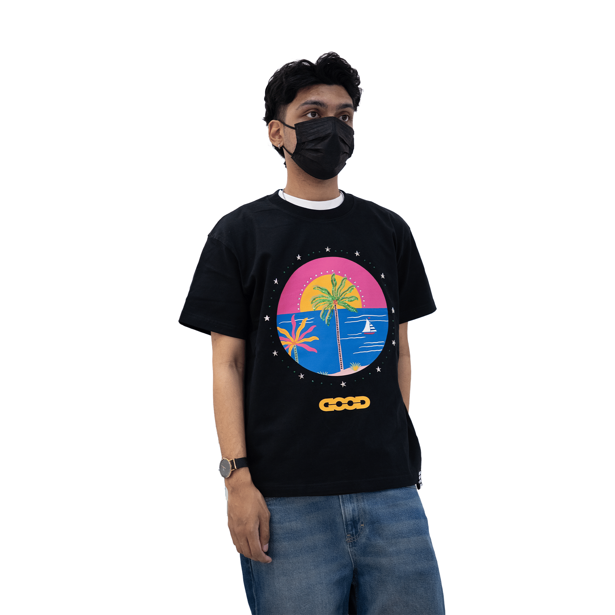 GOODBRAND Diamond Coconut Tree Tee Black (SS25)