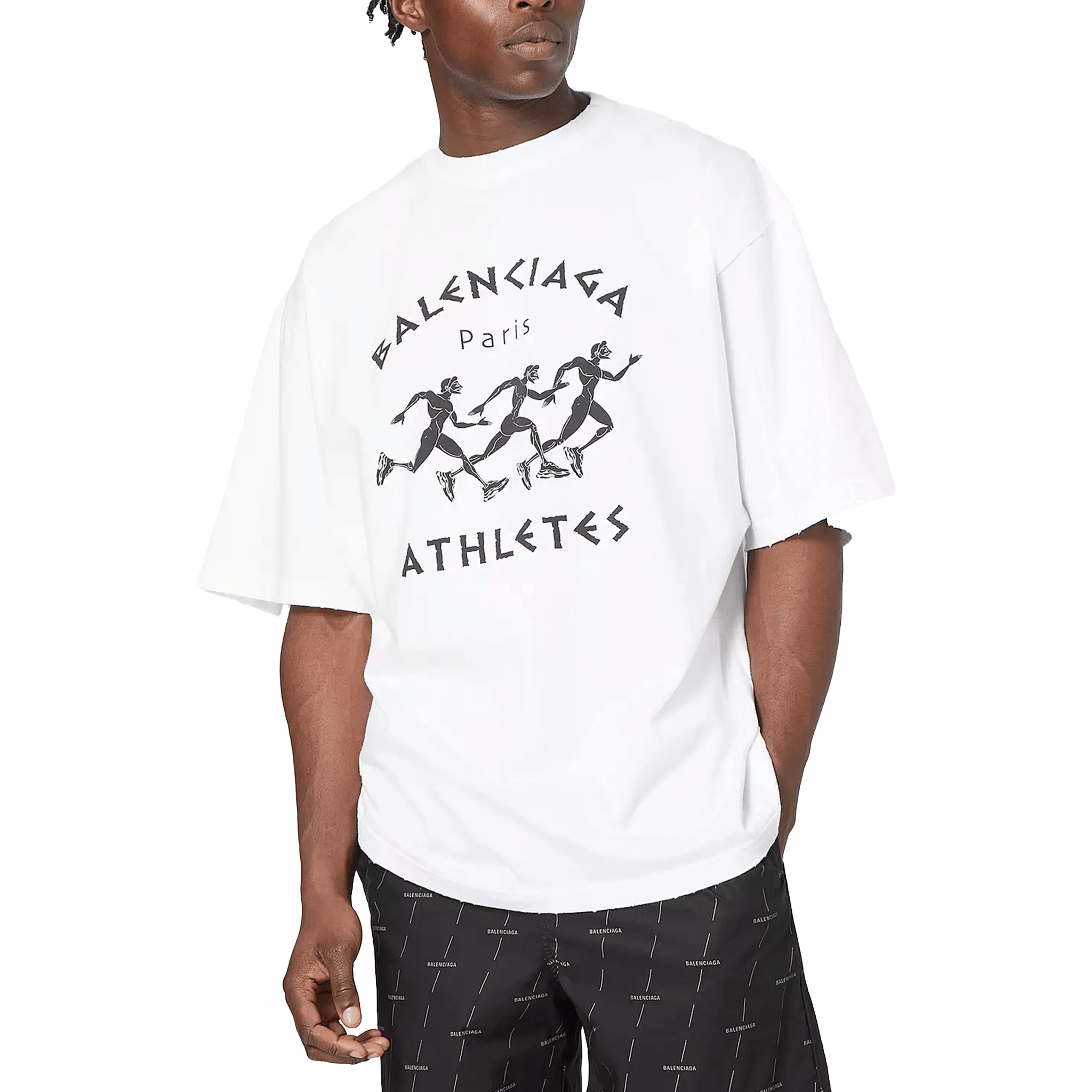 BALENCIAGA Athletes Logo Oversize Tee White