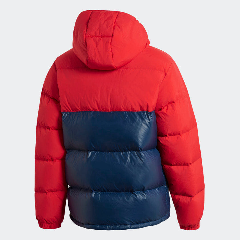Adidas Down Blocked Puffer Jacket - Scarlet / Collegiate Navy