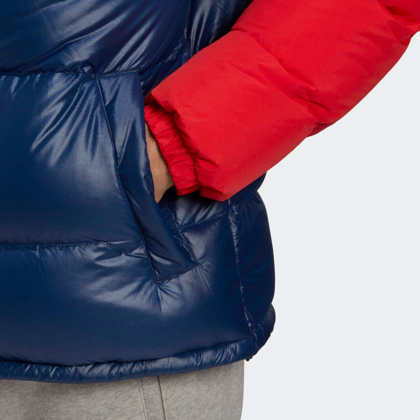 Adidas Down Blocked Puffer Jacket - Scarlet / Collegiate Navy