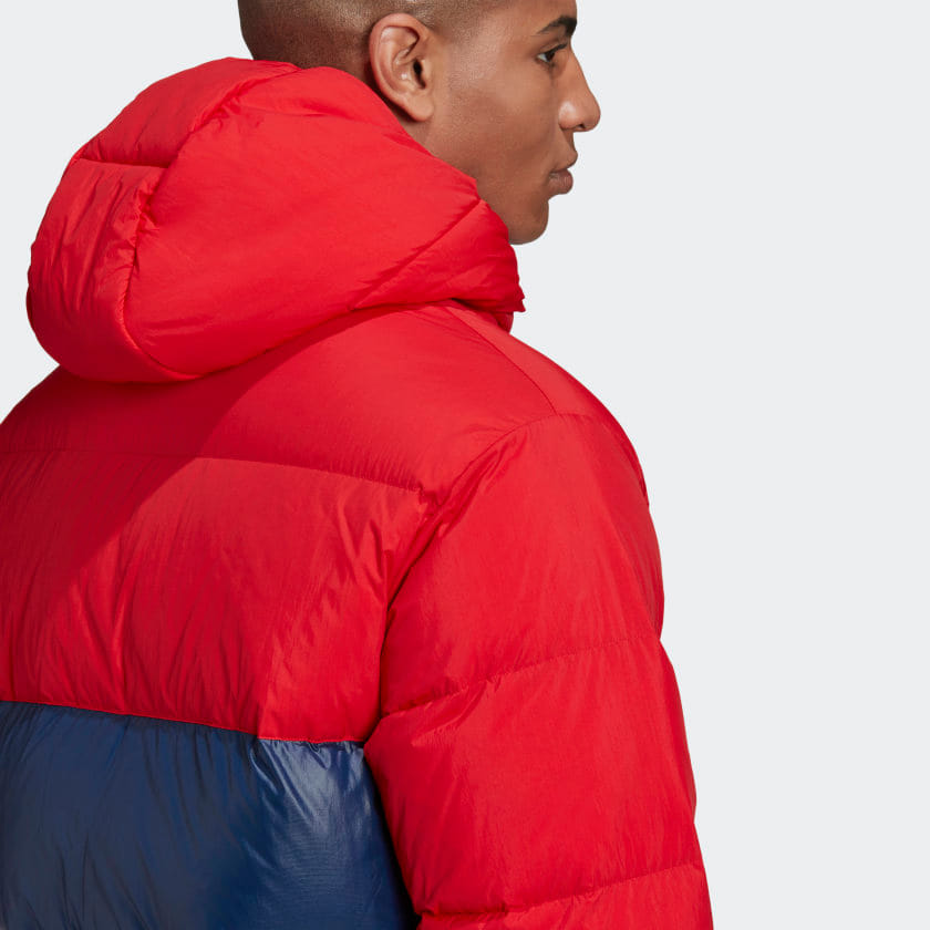 Adidas Down Blocked Puffer Jacket - Scarlet / Collegiate Navy