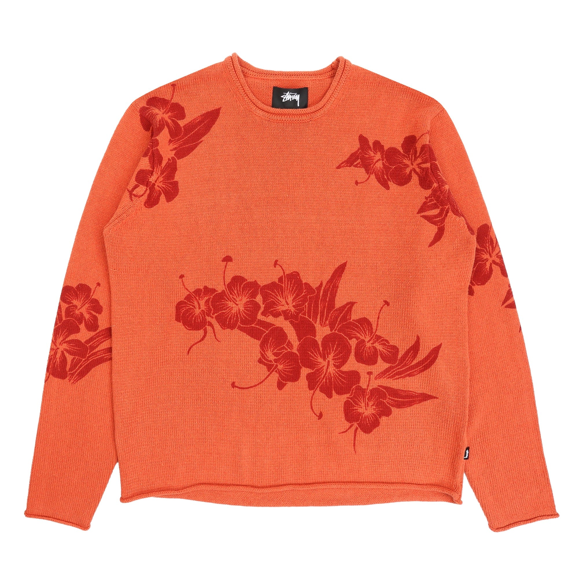 Stussy Floral Roll Neck Sweater - Rust