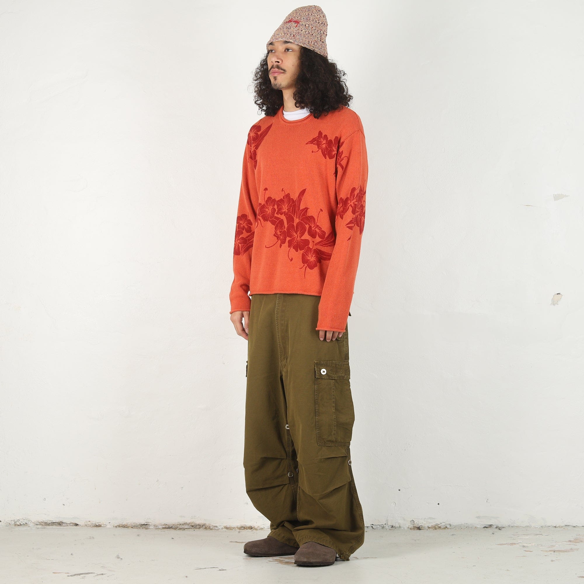 Stussy Floral Roll Neck Sweater - Rust