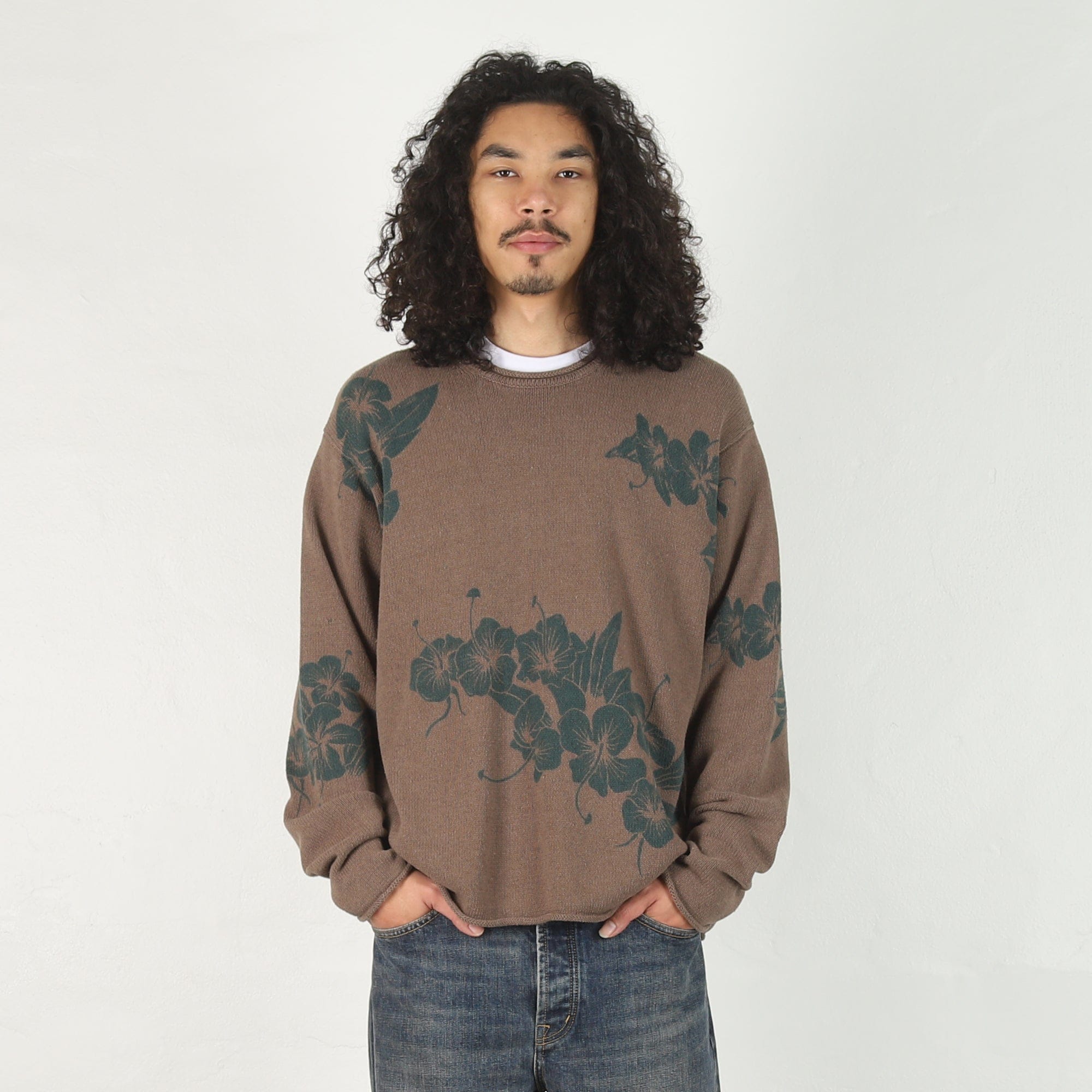 Stussy Floral Roll Neck Sweater - Brown
