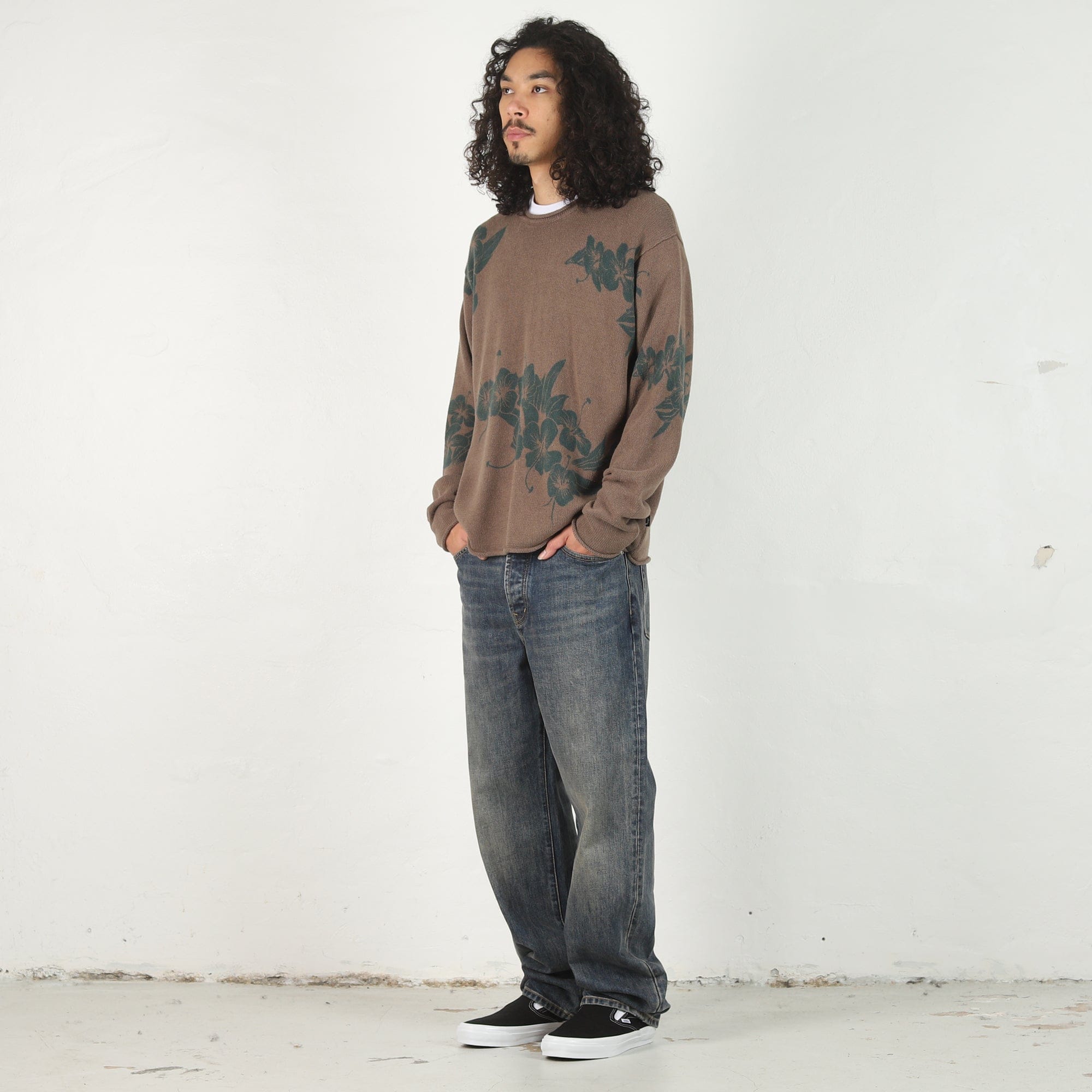 Stussy Floral Roll Neck Sweater - Brown