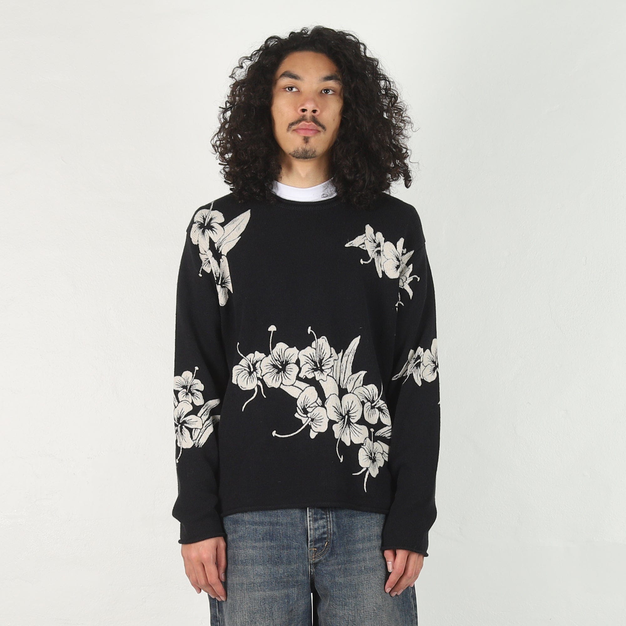 Stussy Floral Roll Neck Sweater - Black