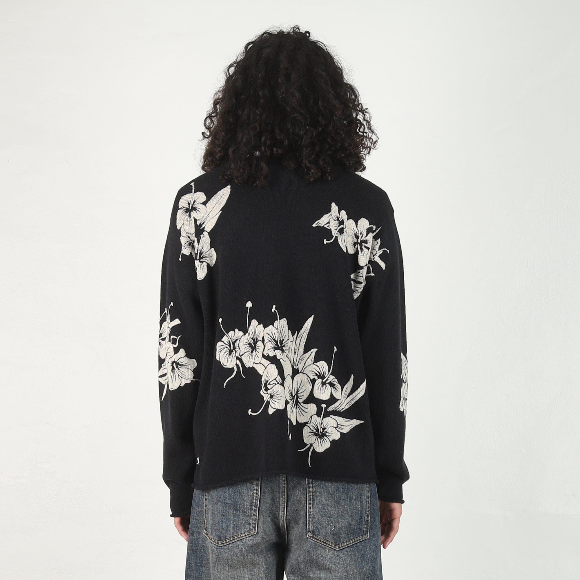 Stussy Floral Roll Neck Sweater - Black