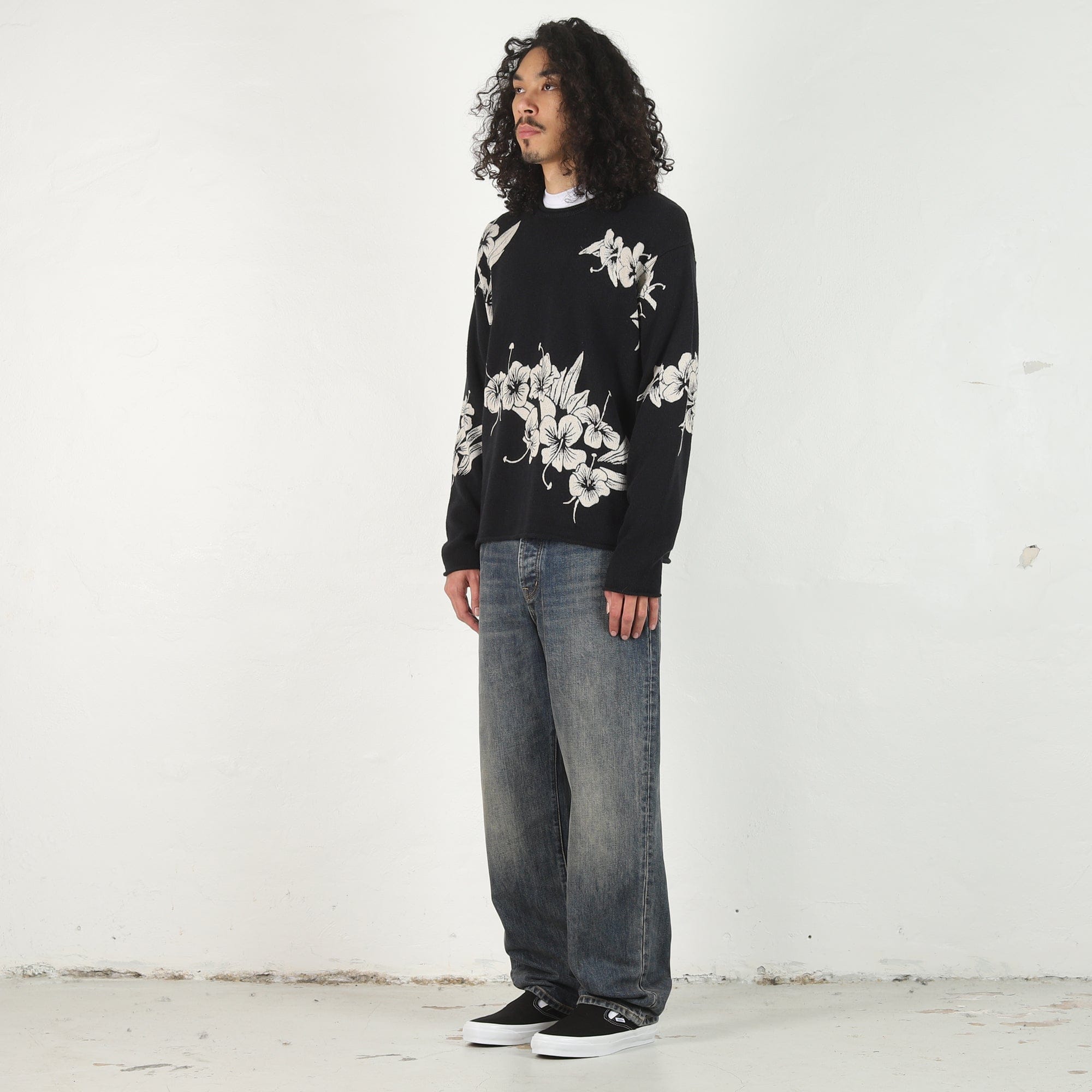 Stussy Floral Roll Neck Sweater - Black
