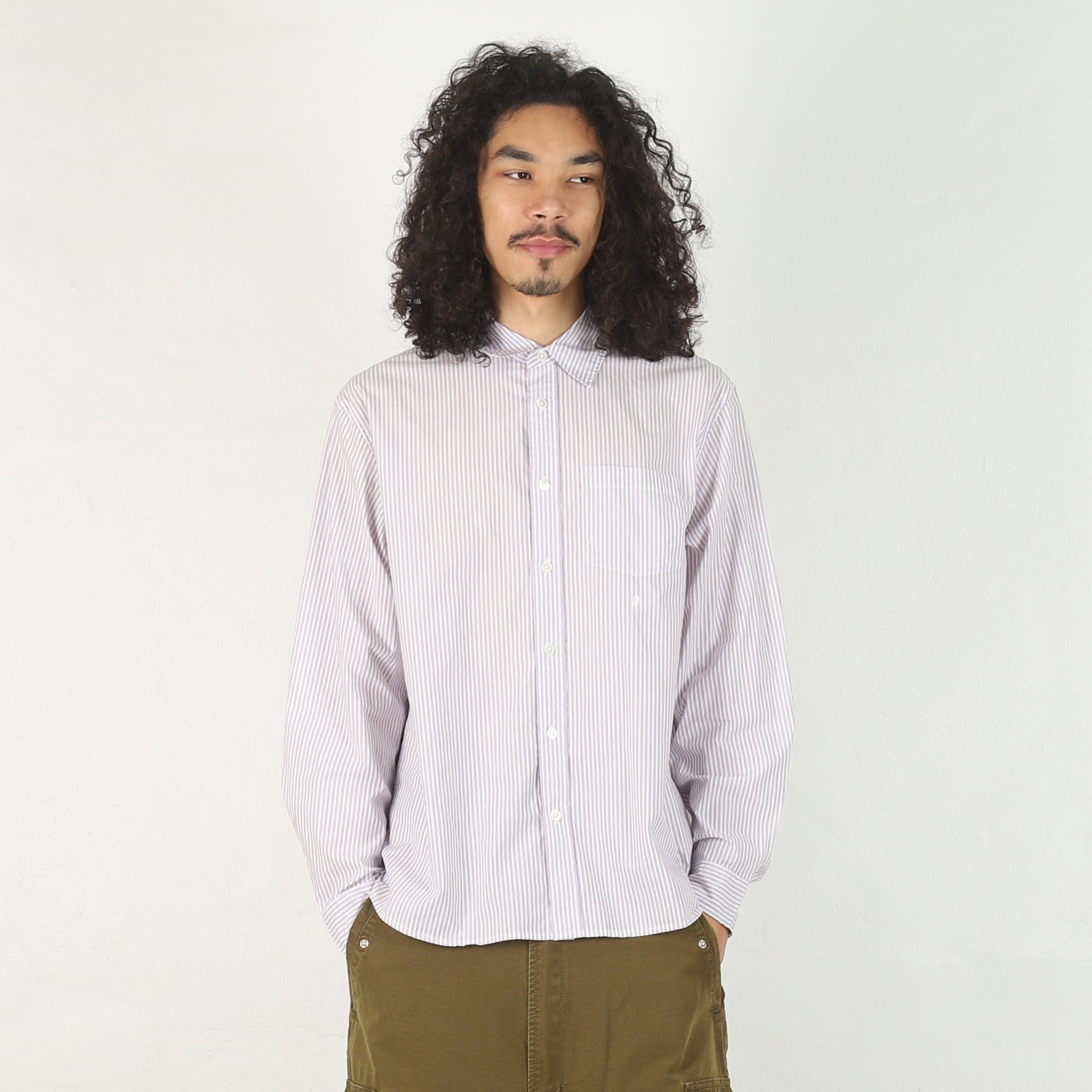 Stussy Standard LS Shirt - Purple Stripe