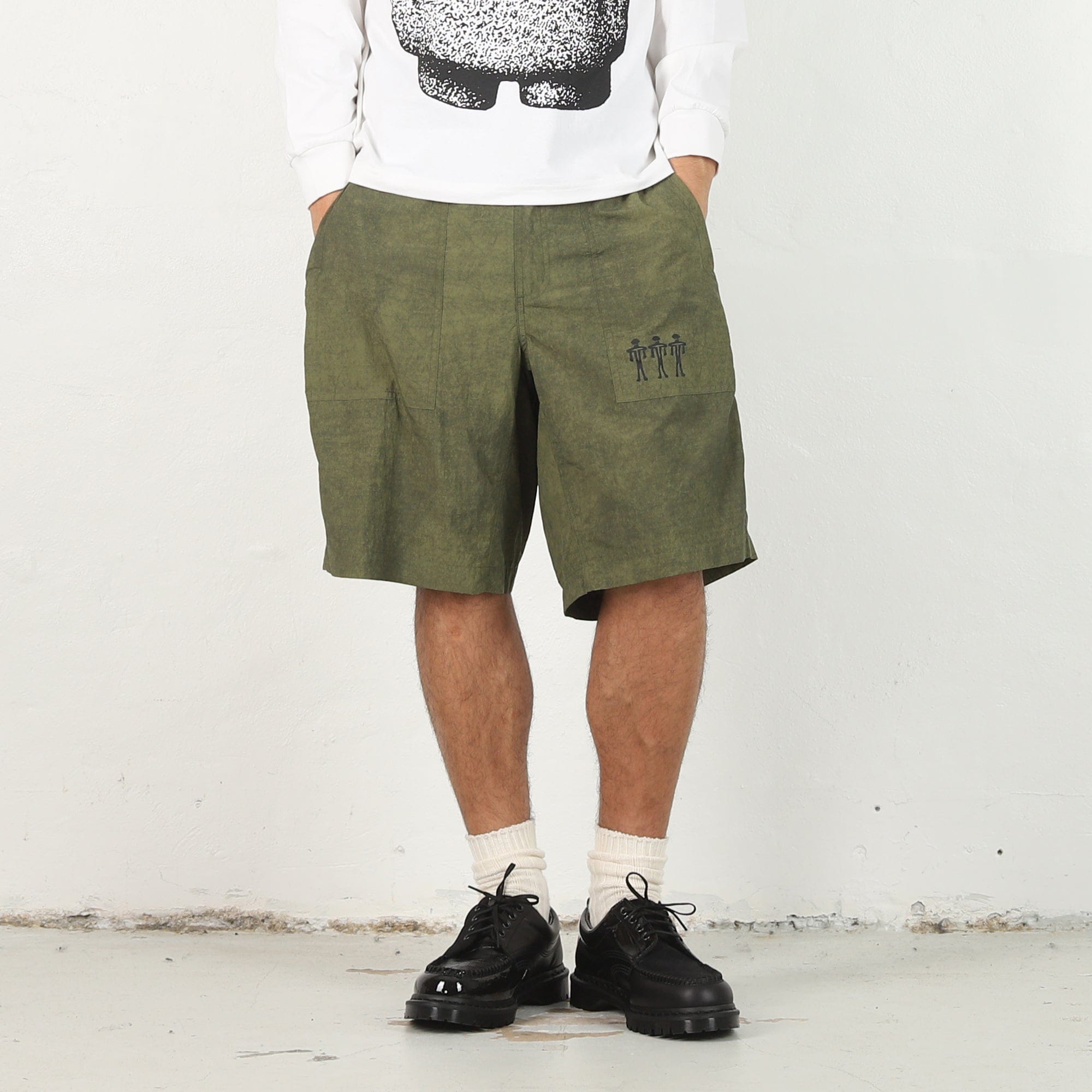 The Trilogy Tapes Textured Trail Shorts - Olive