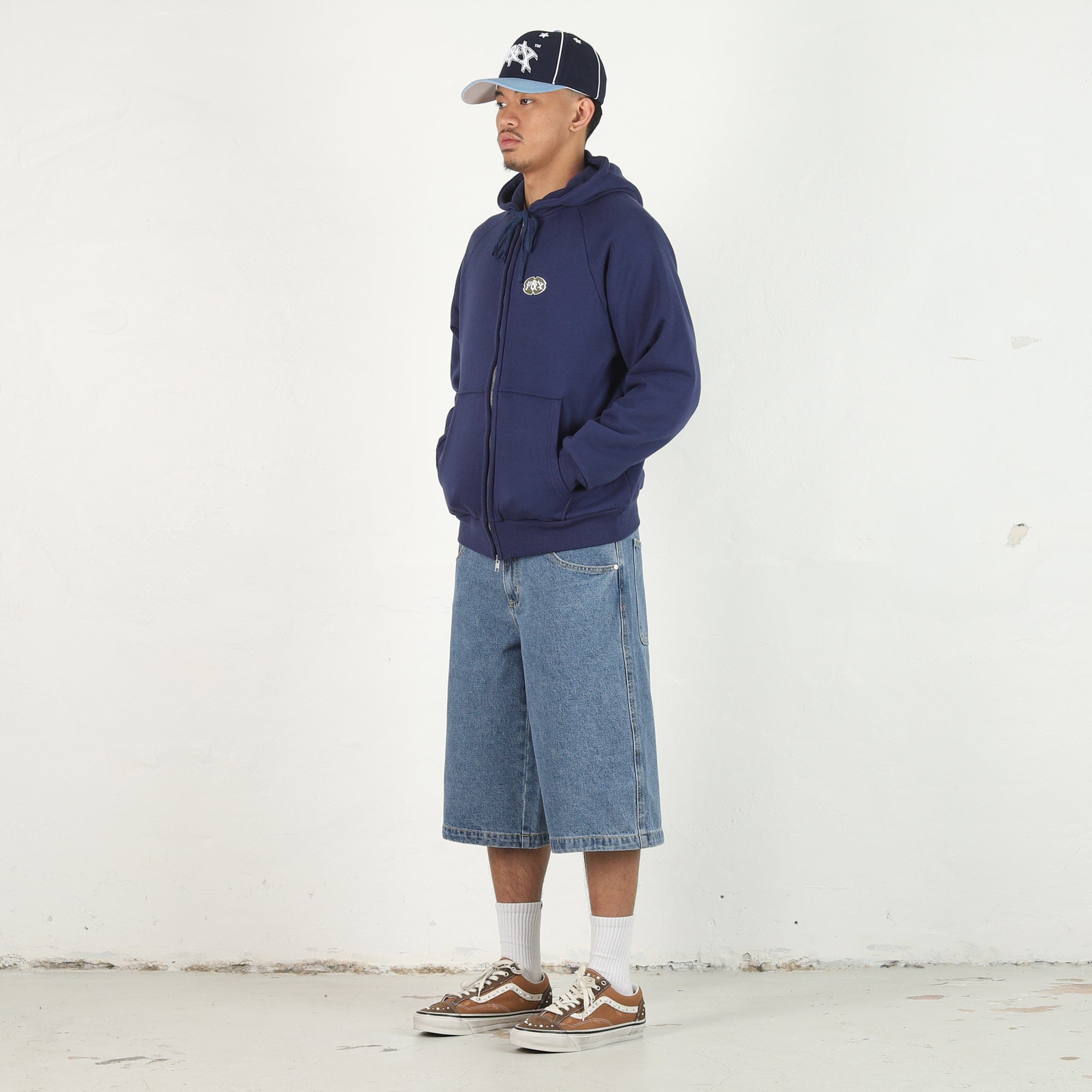 Punkandyo Curve Denim Shorts - Washed Blue
