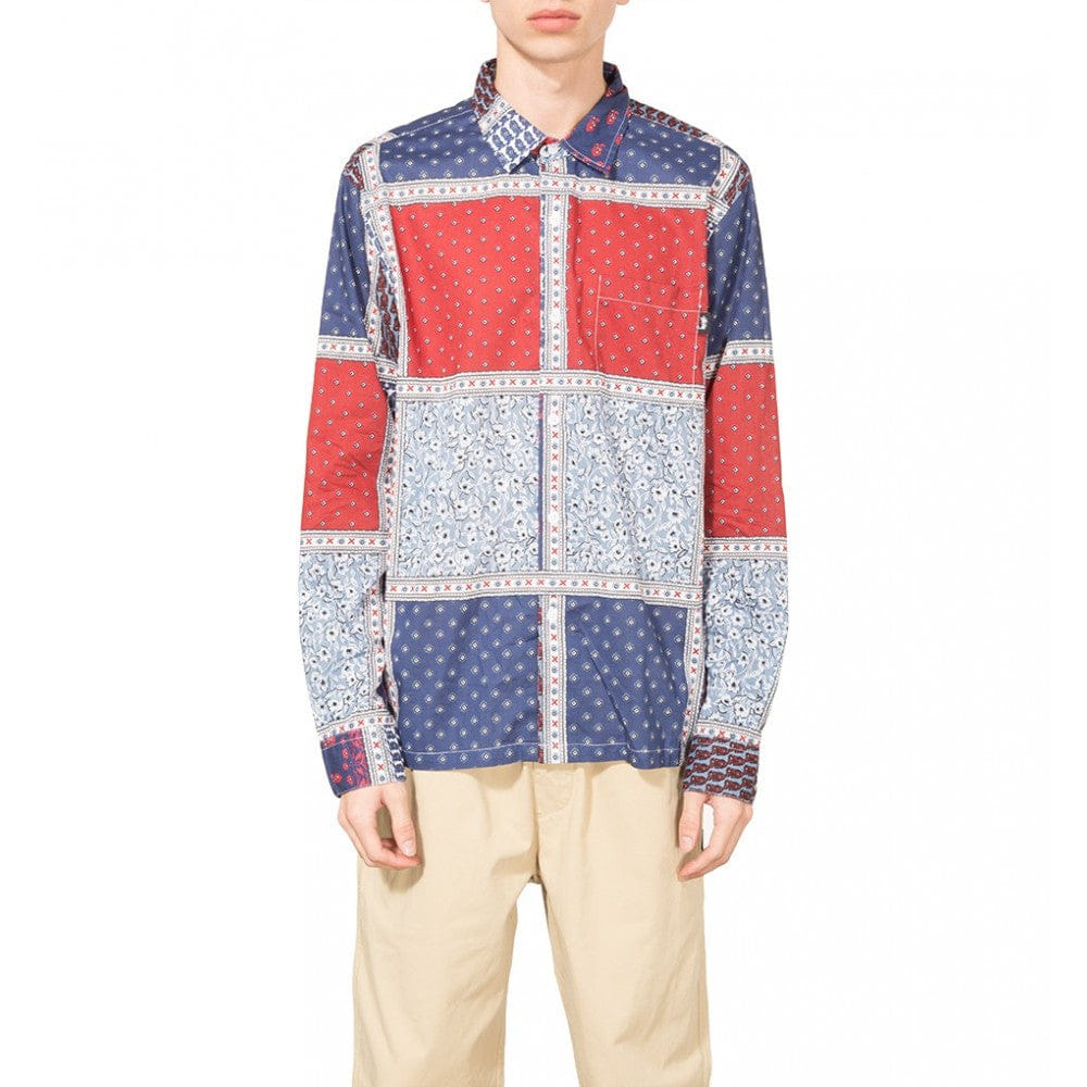 Stussy Paisley Patchwork LS Shirt - Blue