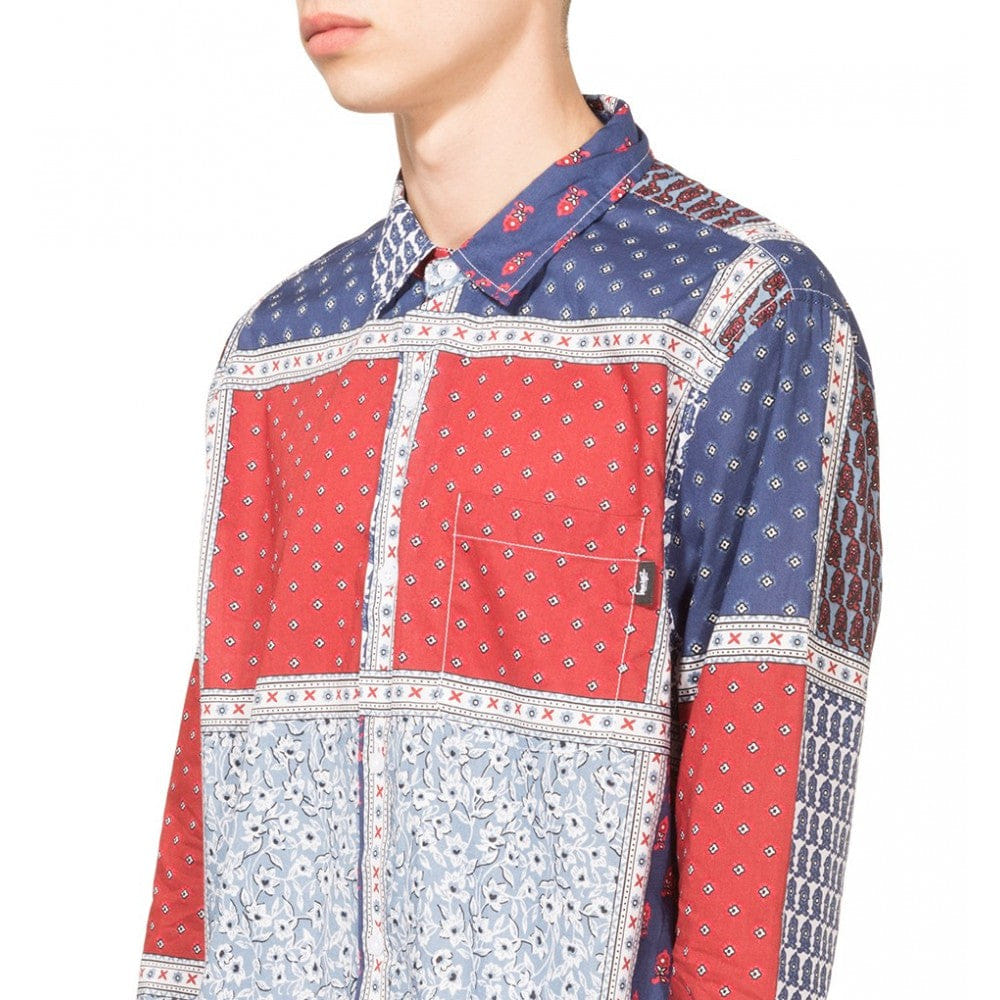Stussy Paisley Patchwork LS Shirt - Blue
