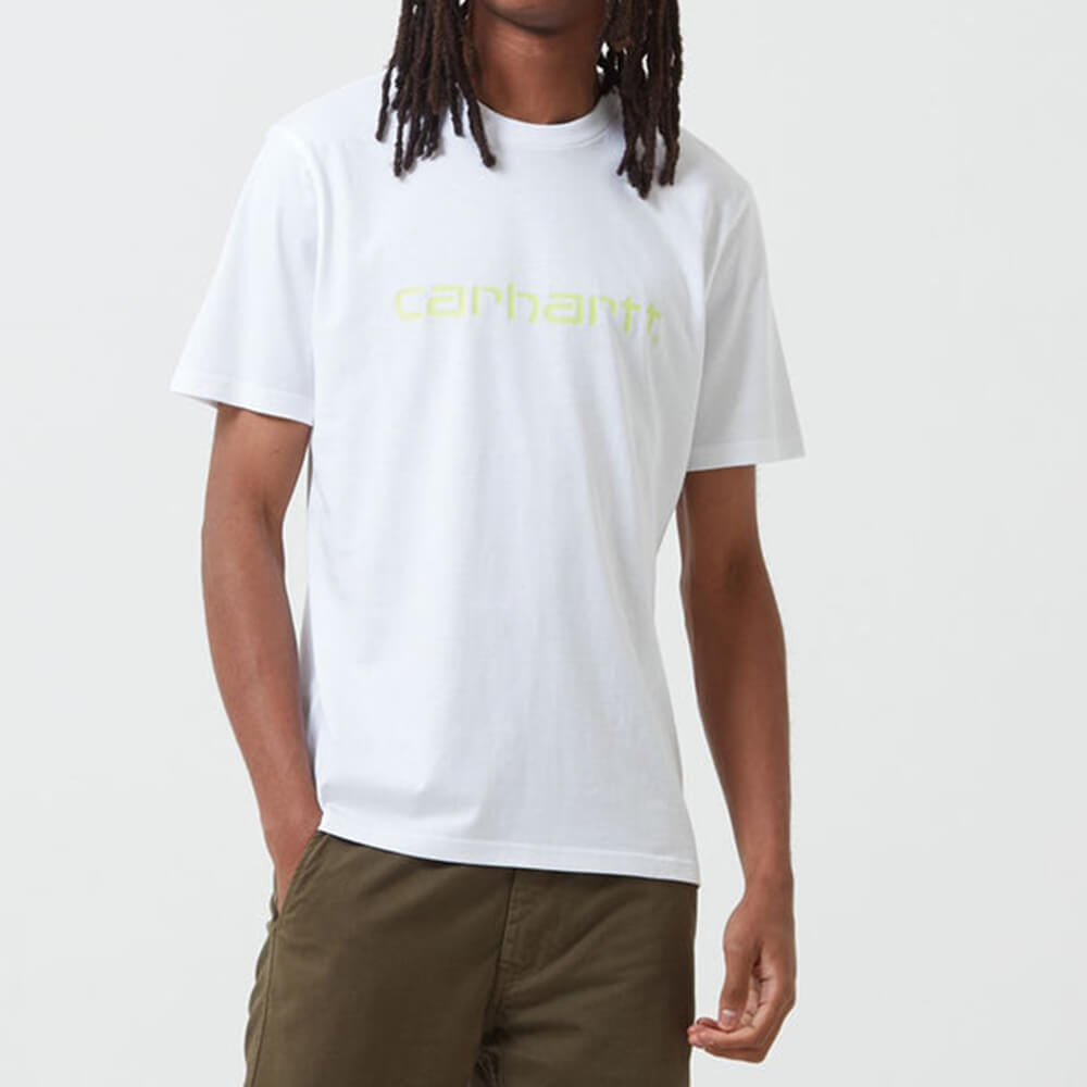 Carhartt Work in Progress Carhartt WIP S/S Script T-Shirt - White / Lime