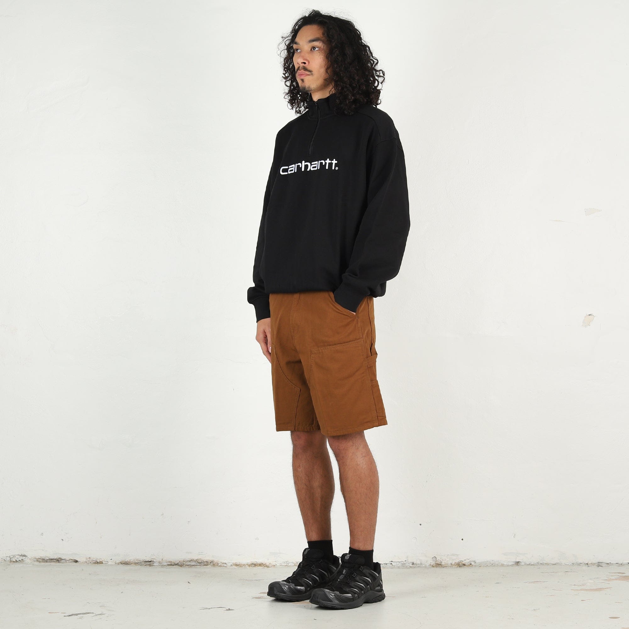 Carhartt WIP Script Half Zip Sweatshirt - Black/White