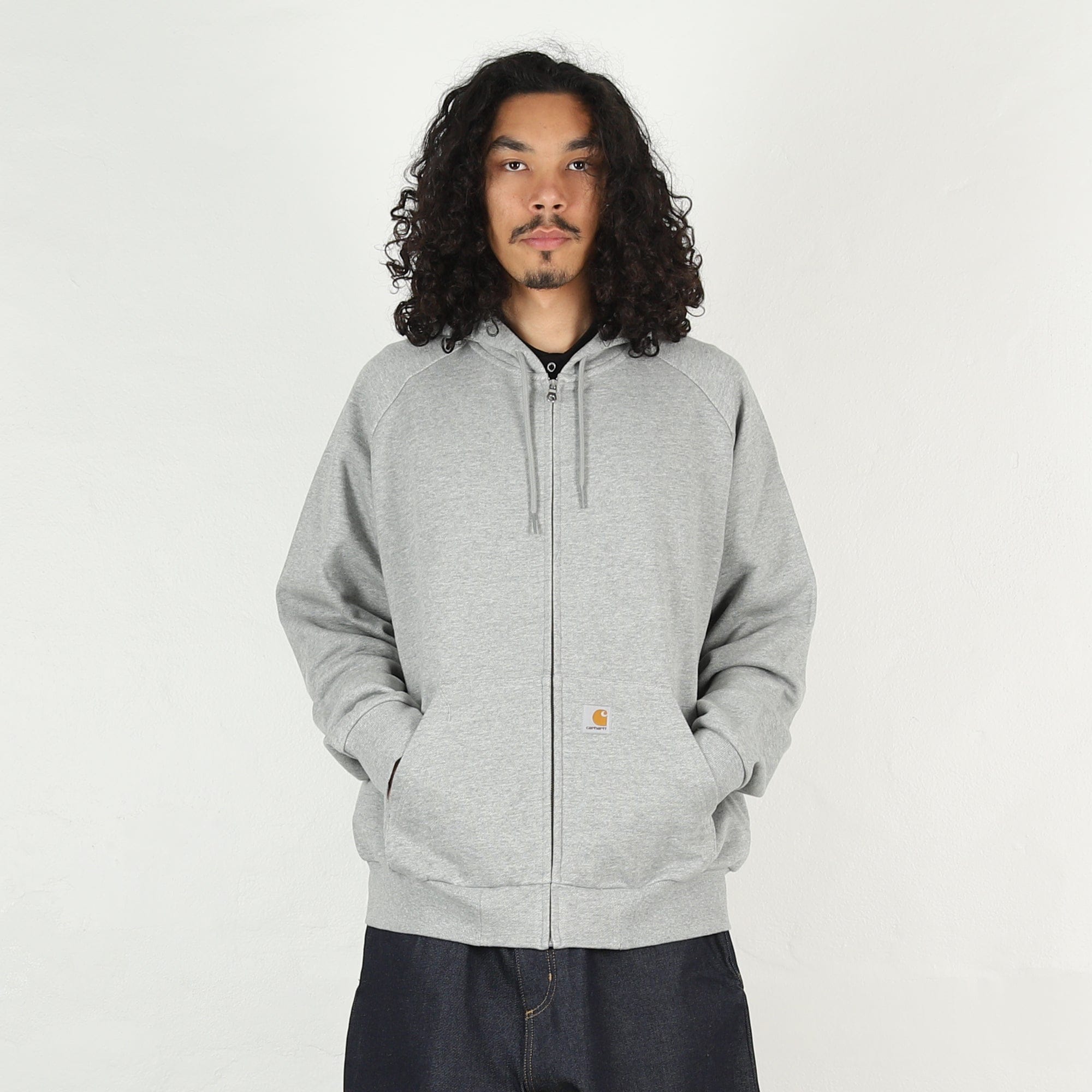 Carhartt WIP Hooded Square Label Jacket - Grey Heather