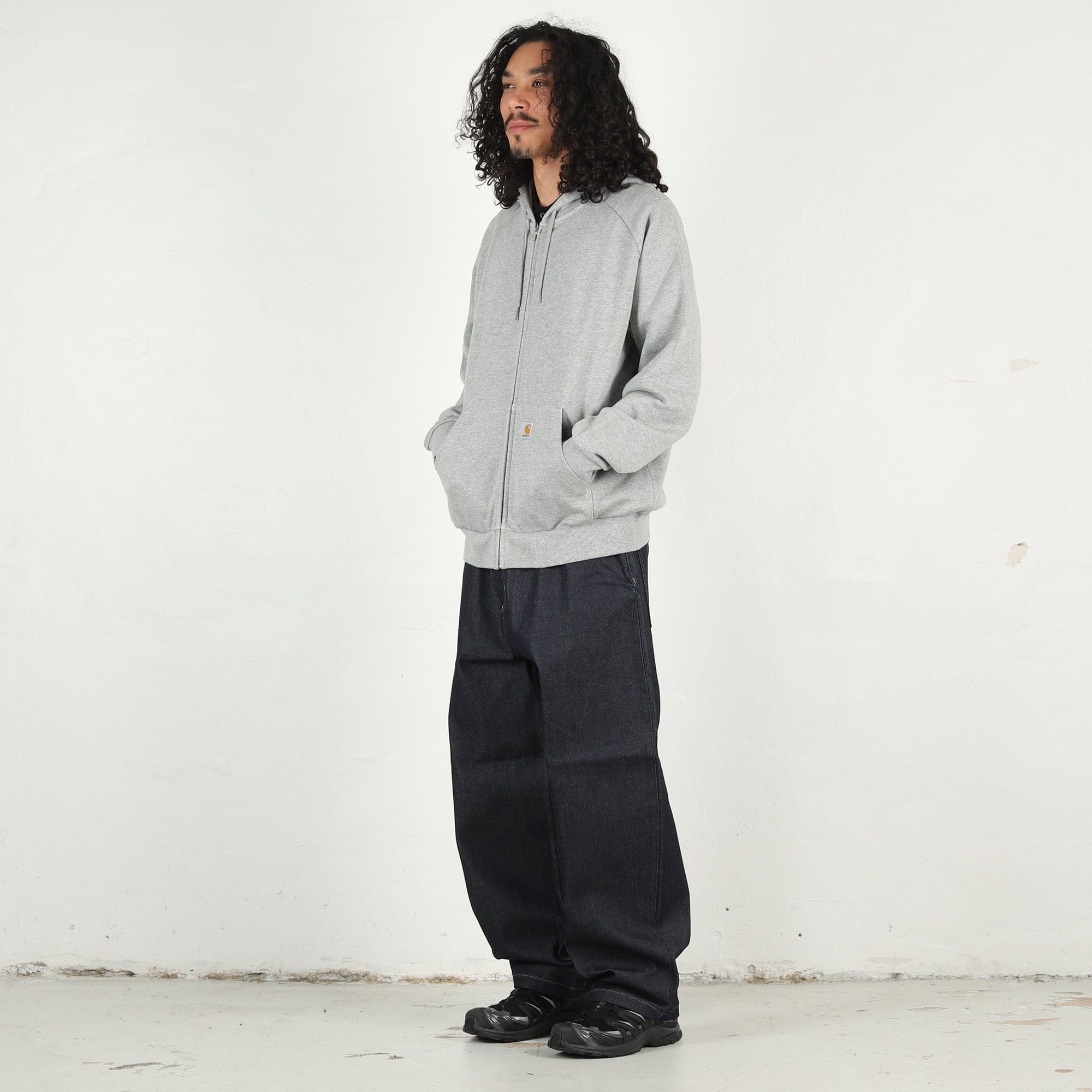 Carhartt WIP Hooded Square Label Jacket - Grey Heather
