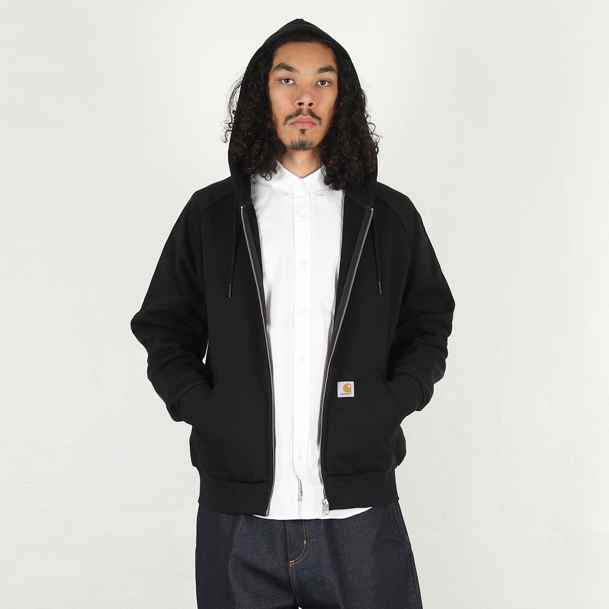 Carhartt WIP Hooded Square Label Jacket - Black