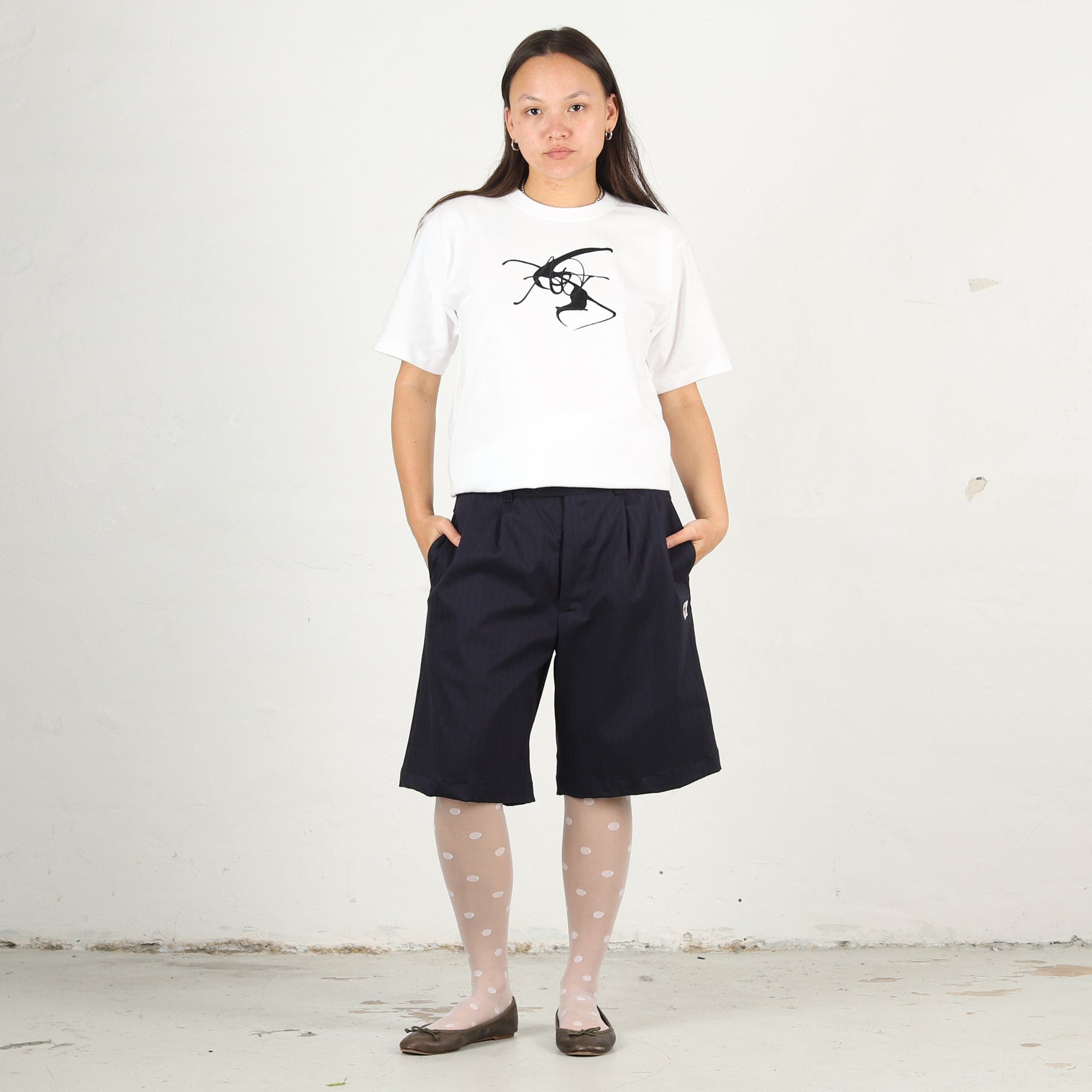 Aoi Industry Herringbone Work Shorts - Navy