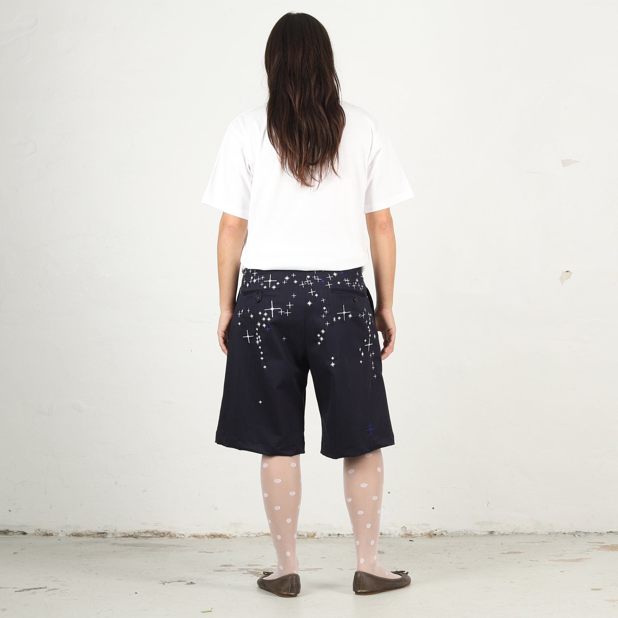 Aoi Industry Herringbone Work Shorts - Navy