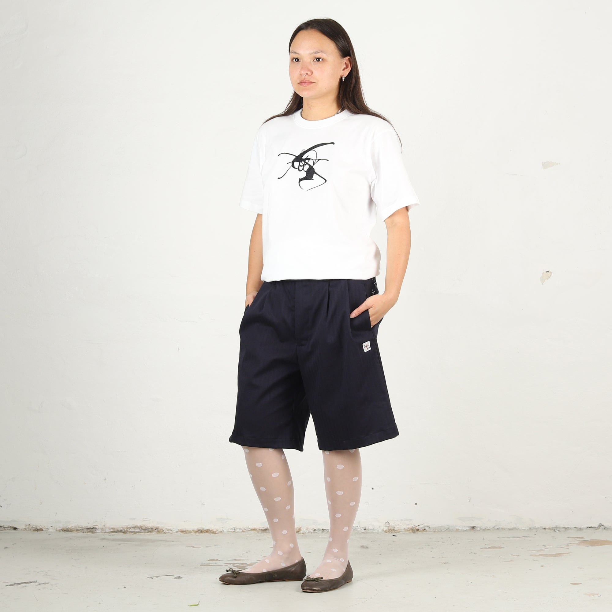 Aoi Industry Herringbone Work Shorts - Navy