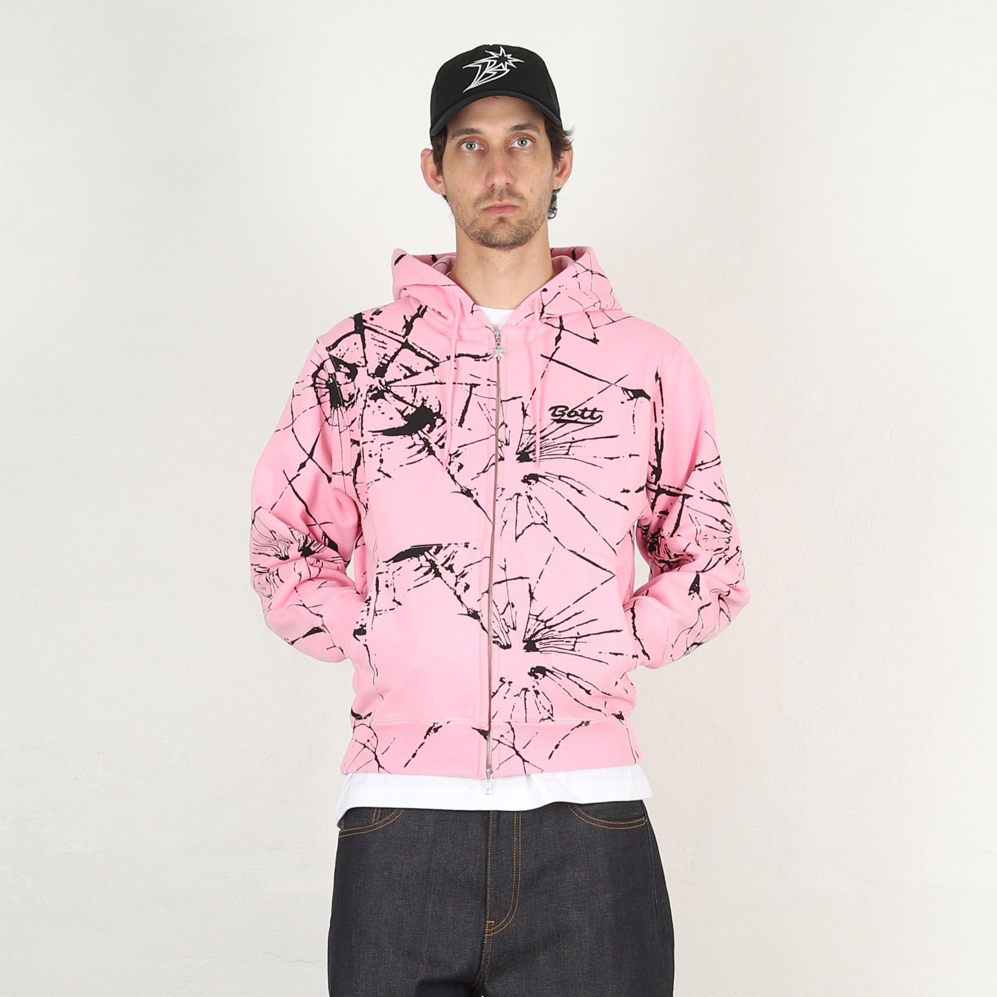 Bott Shattered Zip Hoodie - Pink