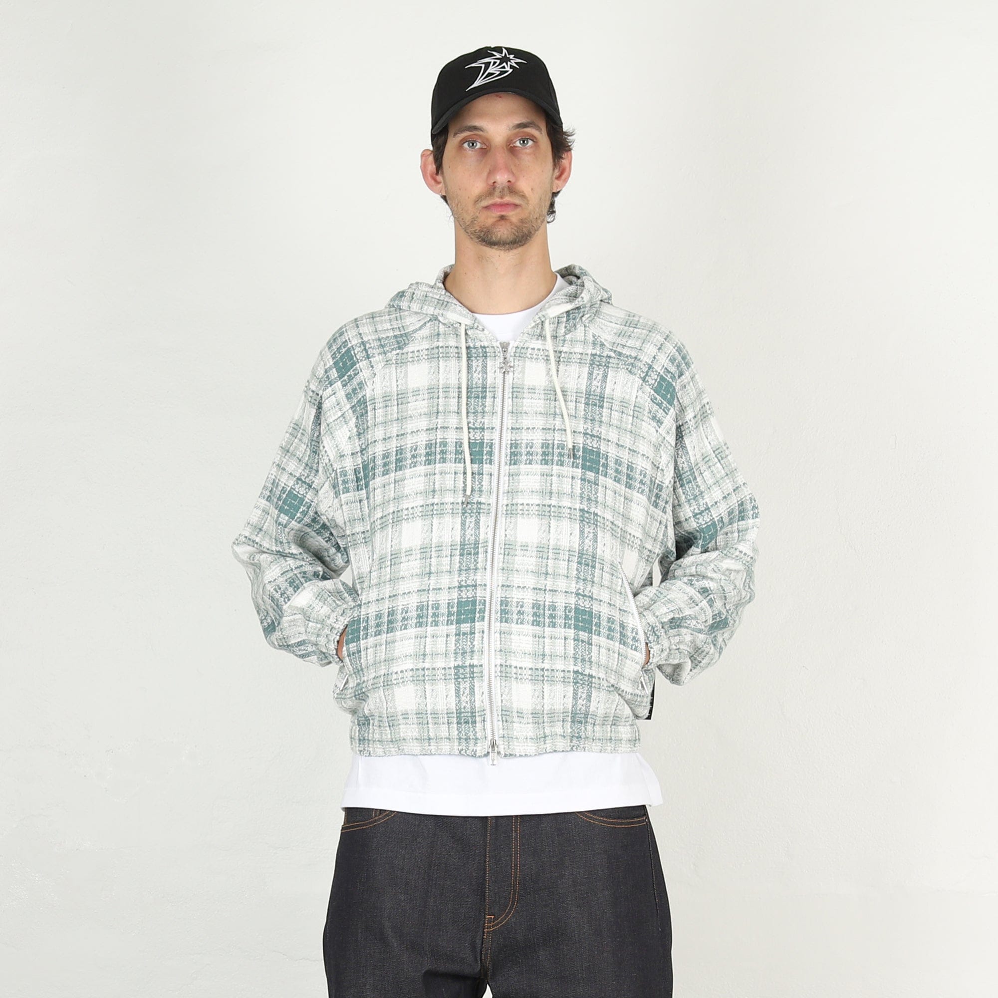 Bott Heavy Check Zip Hoodie - Green