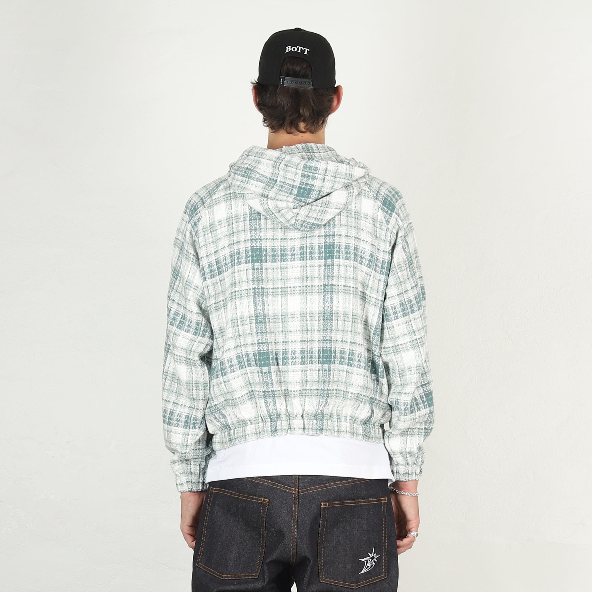 Bott Heavy Check Zip Hoodie - Green