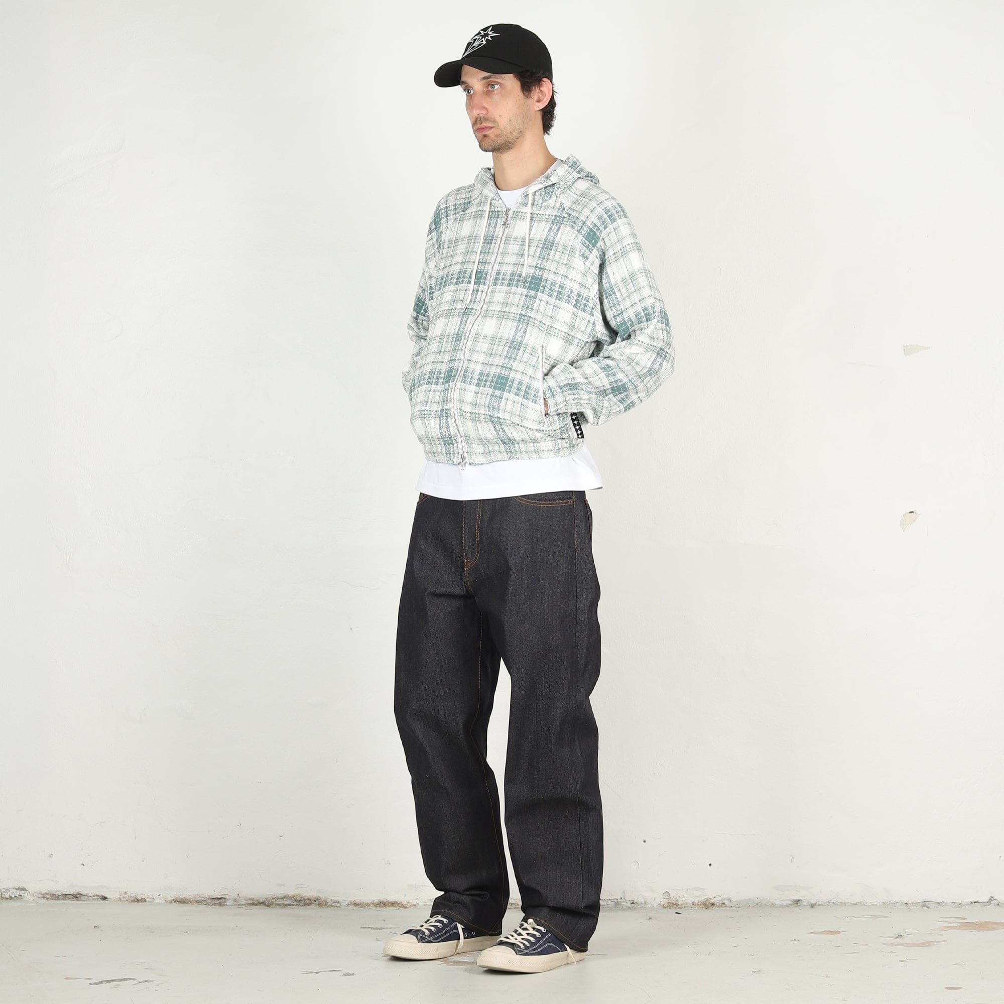Bott Heavy Check Zip Hoodie - Green