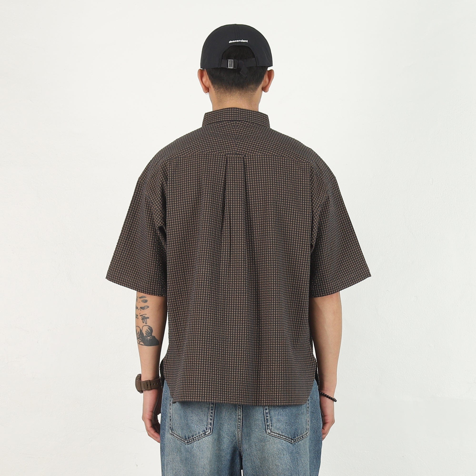 Descendant Voil Pullover Plaid SS Shirt - Brown