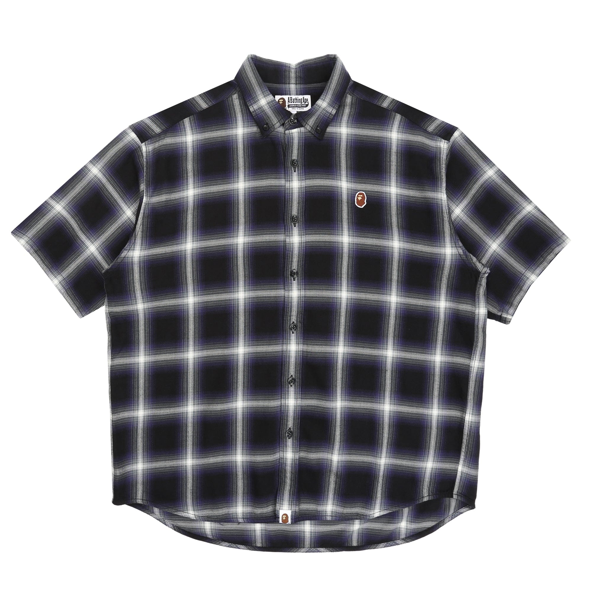 BAPE One Point Ombre Check Flannel SS Shirt - Black