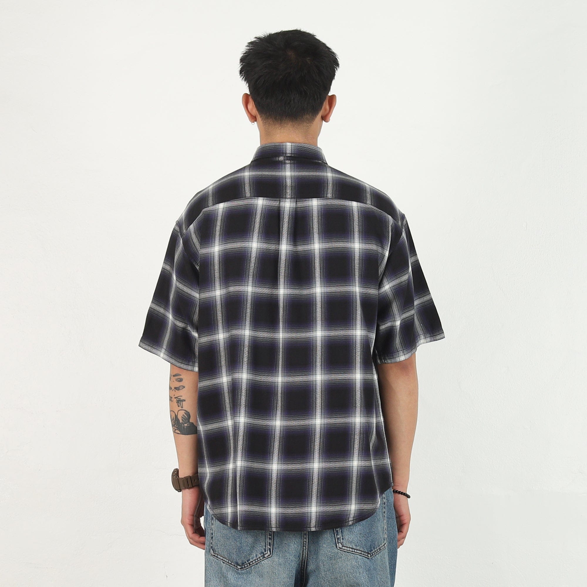 BAPE One Point Ombre Check Flannel SS Shirt - Black